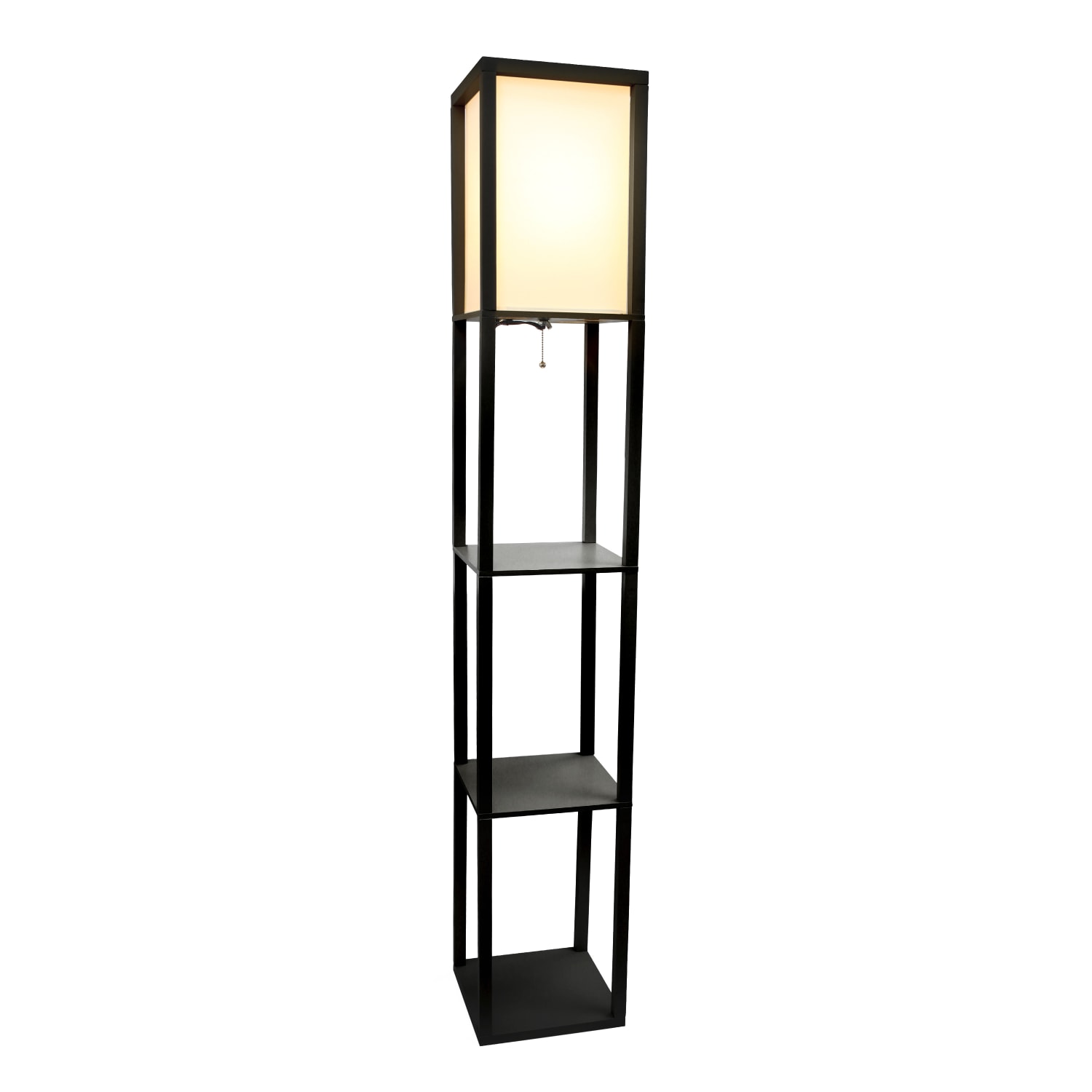 Simple Designs Etagere Organizer Floor Lamp, 62 1/2inH, White Shade/Black Base - Image 3