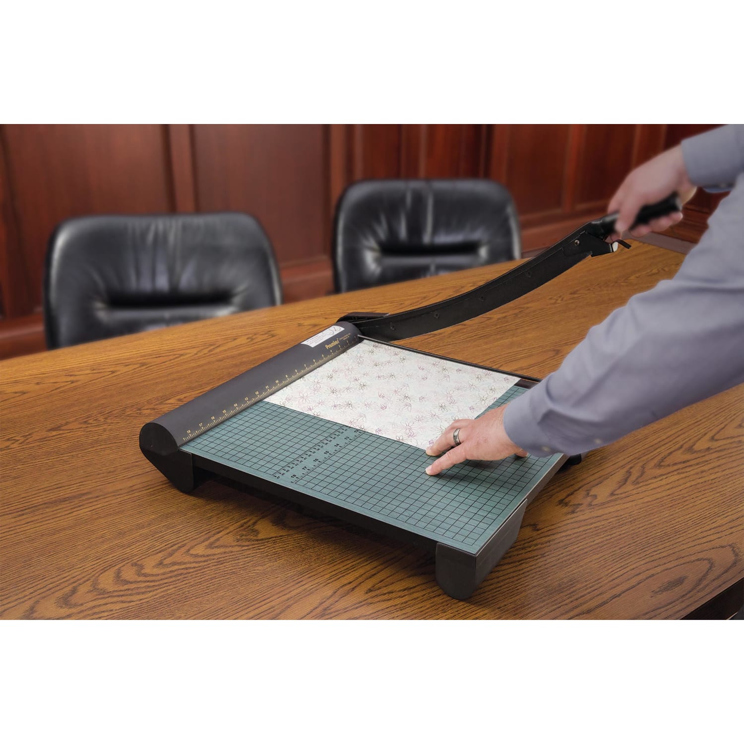 Premier Heavy-Duty Wood Base Paper Trimmer, 12in, Green - Image 4