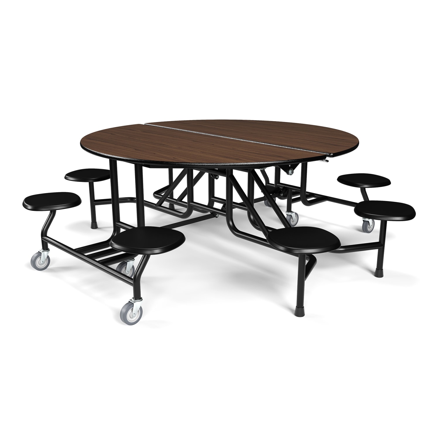 Palmer Hamilton 59T Round Mobile Cafeteria Table, 29in x 83in, Montana Walnut - Image 3