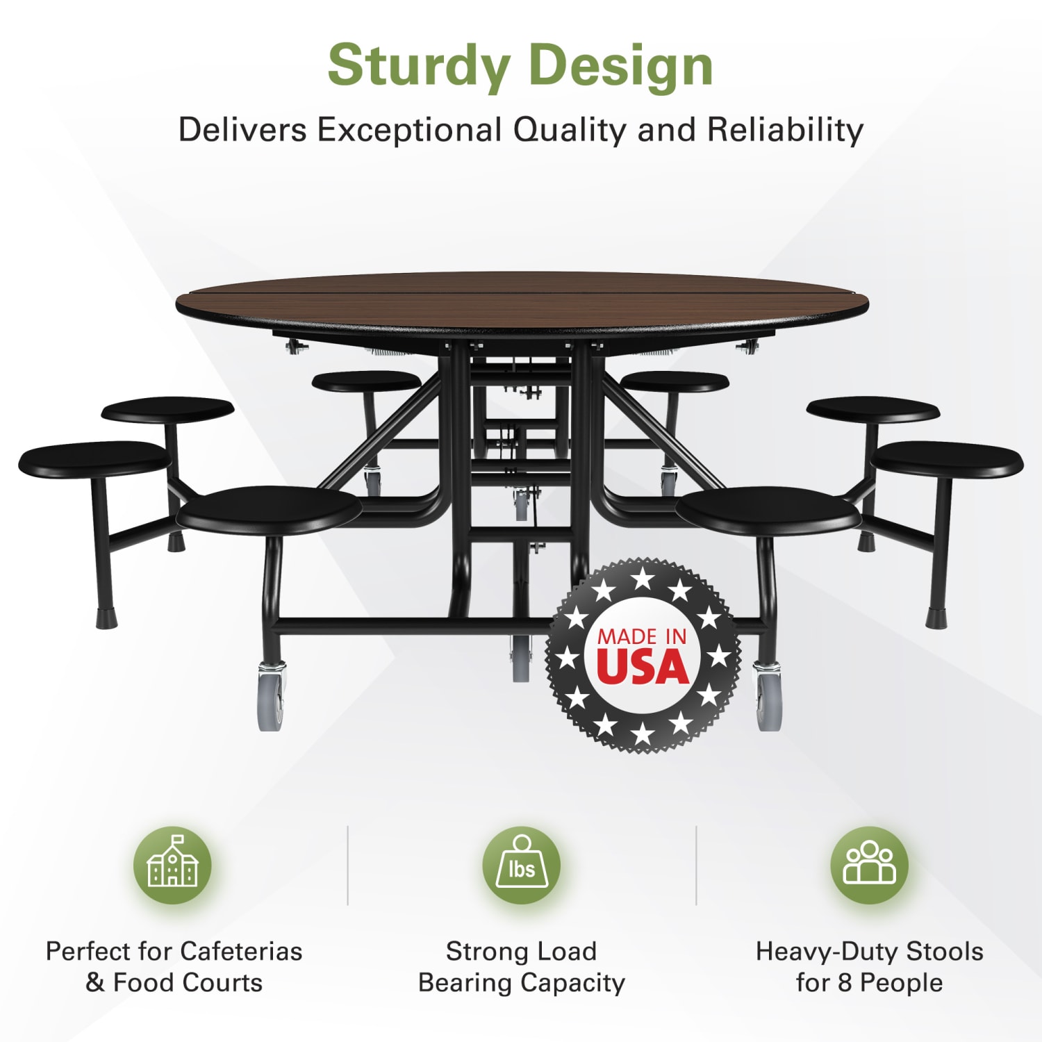 Palmer Hamilton 59T Round Mobile Cafeteria Table, 29in x 83in, Montana Walnut - Image 6