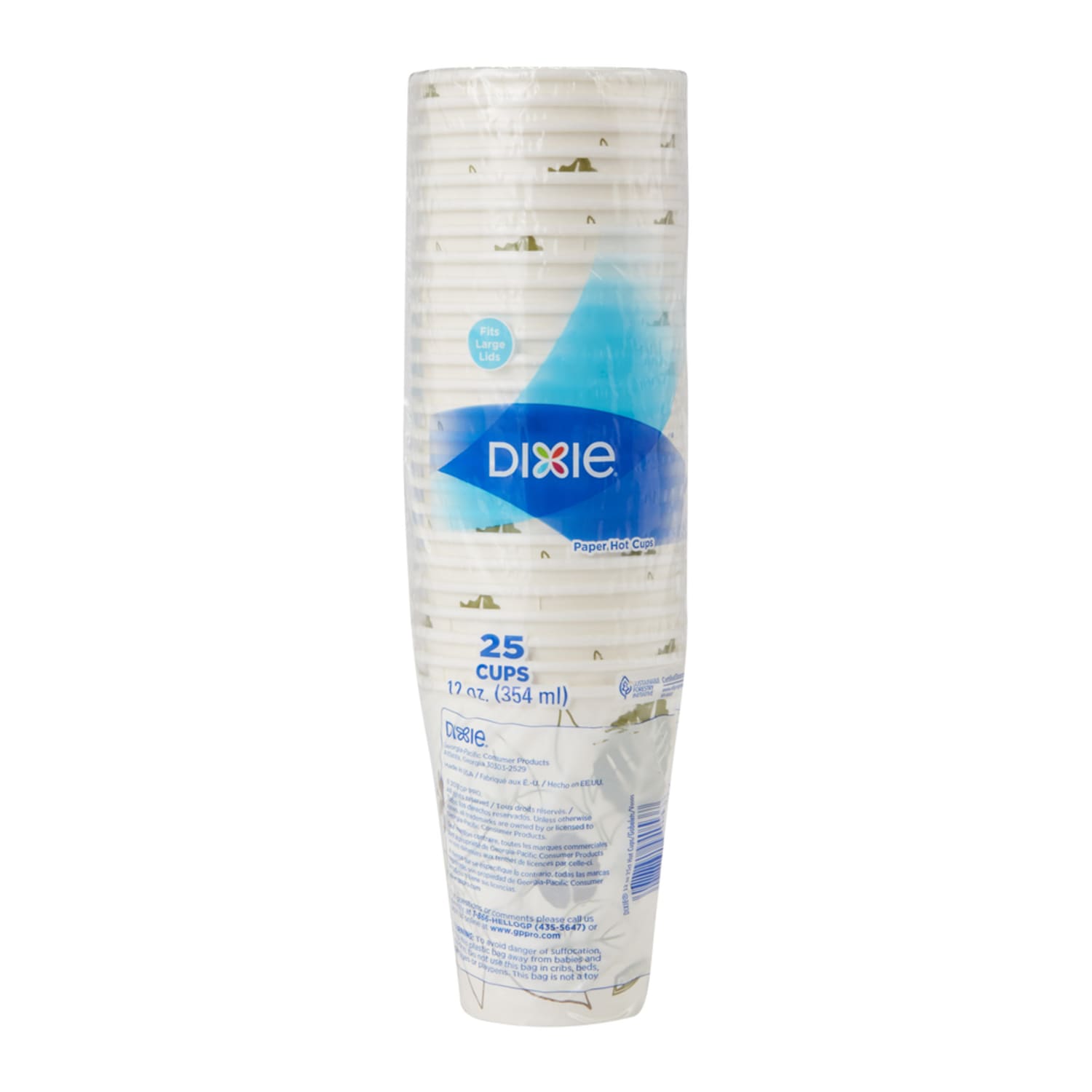 Dixie Paper Hot Cups, 12 Oz., Pathways Design, Box Of 25 - Image 6