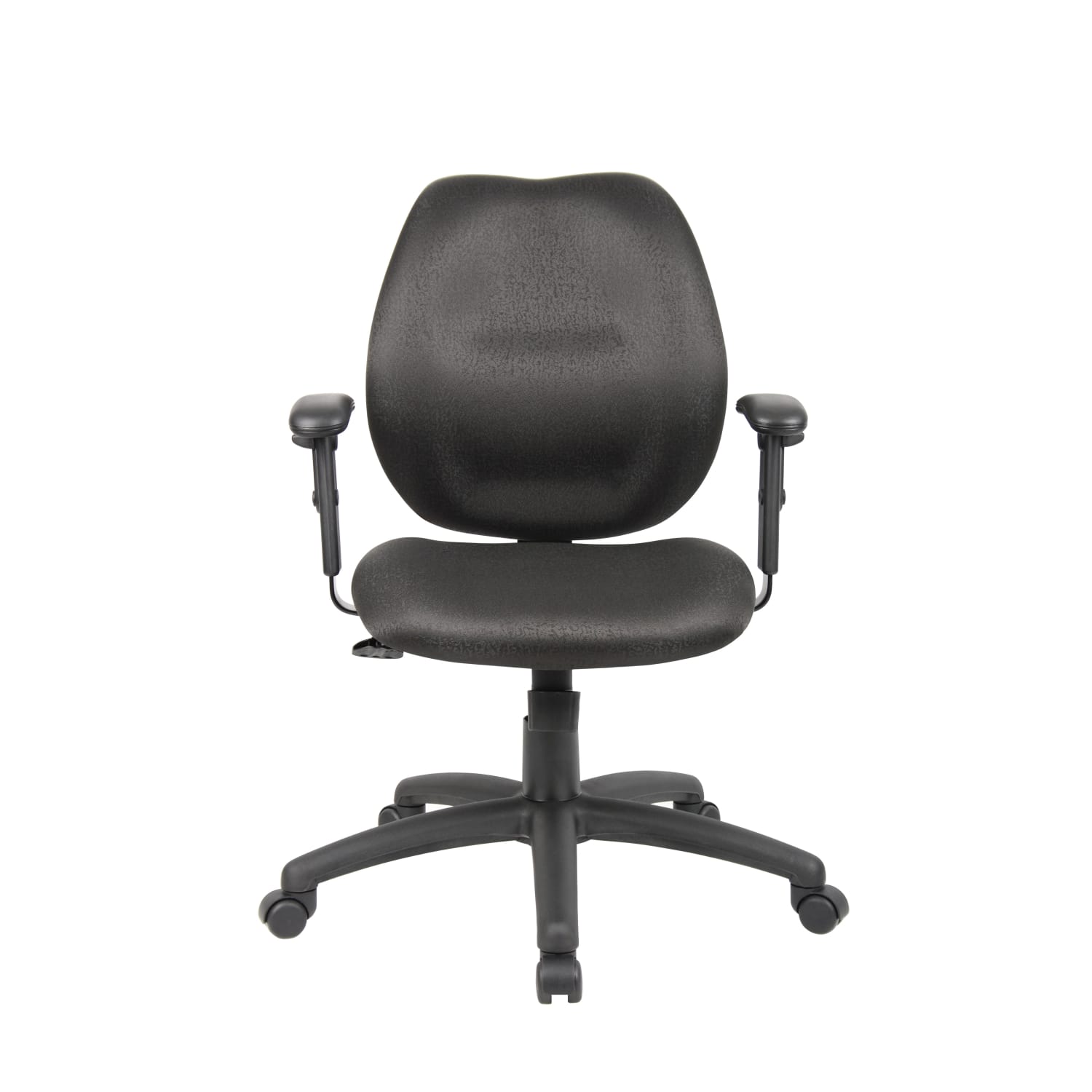 Boss Office Products Ergonomic Vinyl Mid Back Task Chair With Adjustable Arms Black PopularChairscom