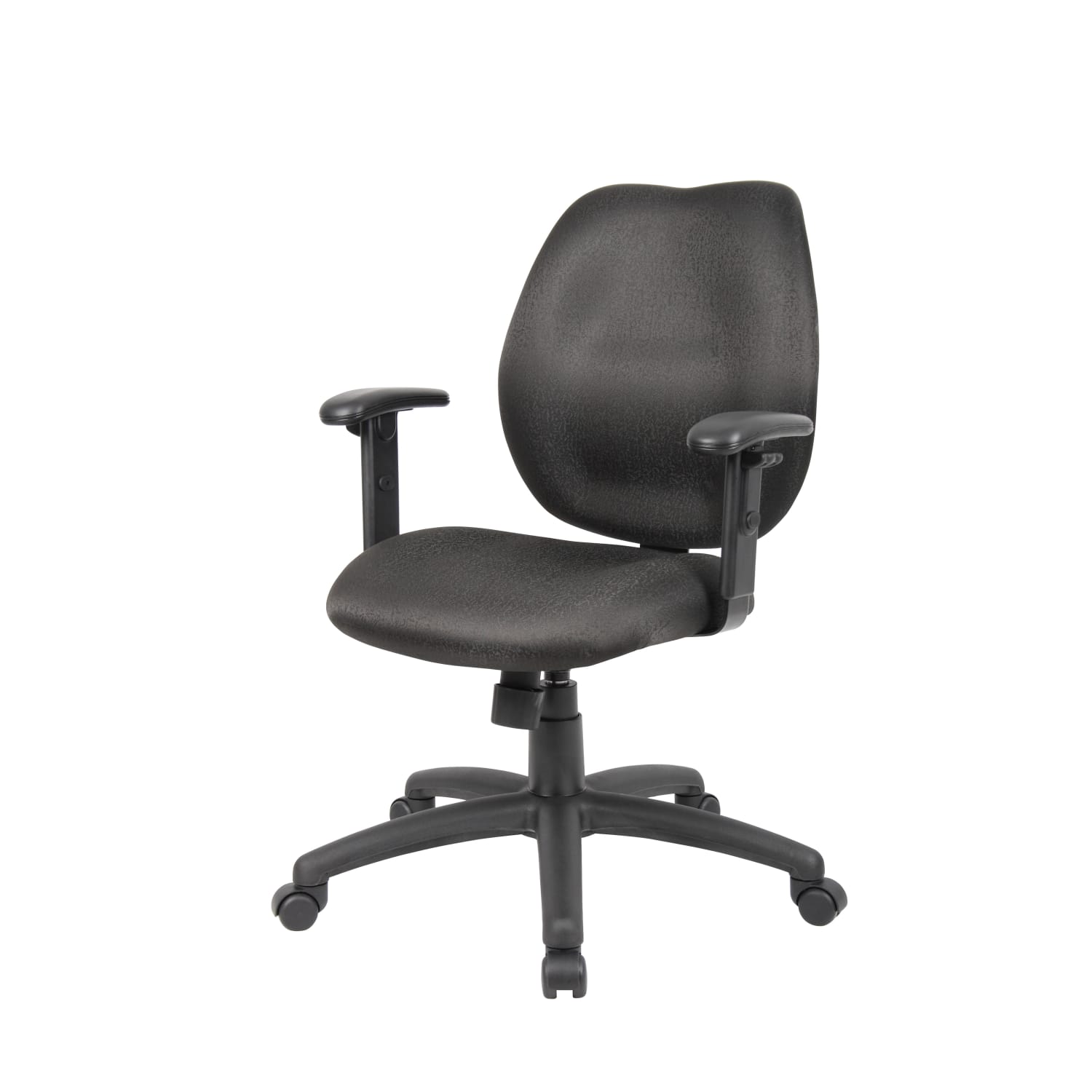Boss Office Products Ergonomic Vinyl Mid-Back Task Chair With Adjustable Arms, Black - Image 3