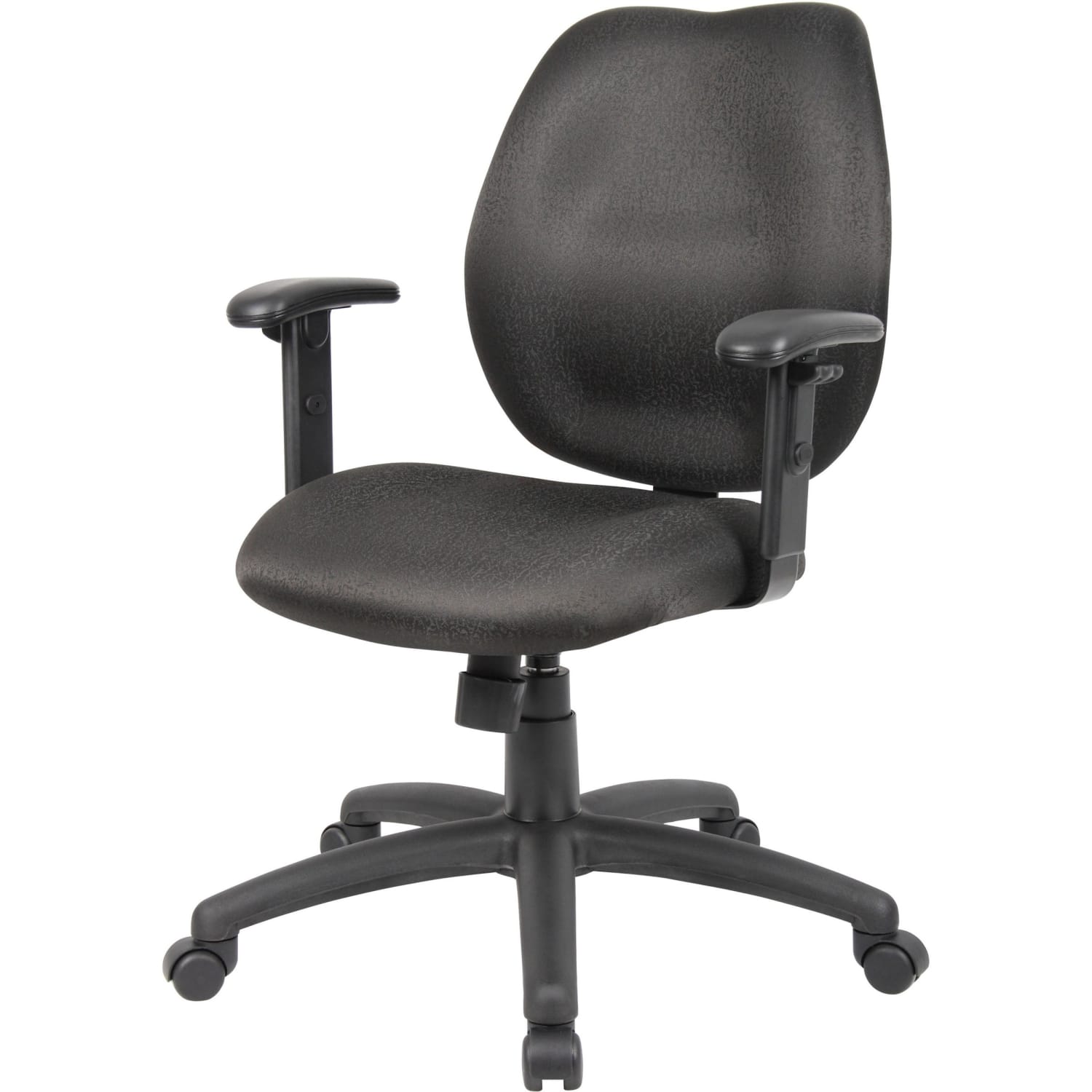 Boss Office Products Ergonomic Vinyl Mid-Back Task Chair With Adjustable Arms, Black - Image 8