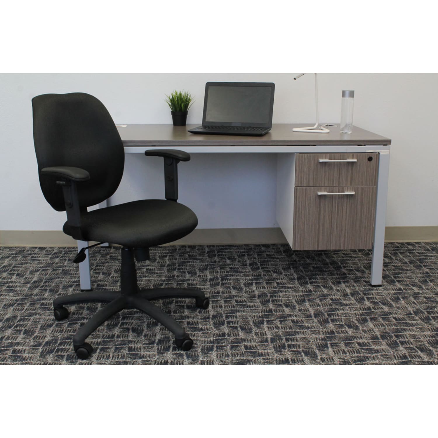 Boss Office Products Ergonomic Vinyl Mid-Back Task Chair With Adjustable Arms, Black - Image 12