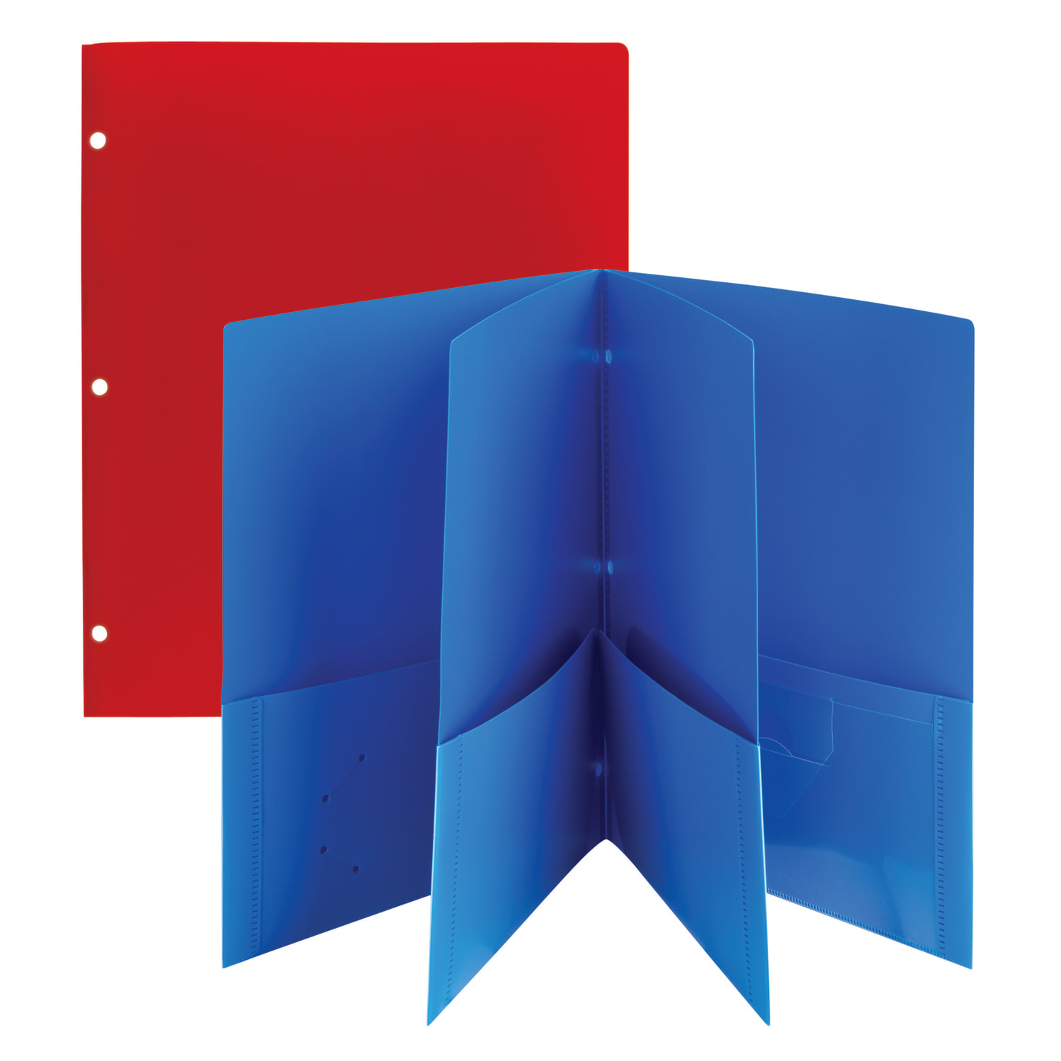 Office Depot Brand 6-Pocket Poly Folders, Letter Size, Assorted Colors, Pack Of 2