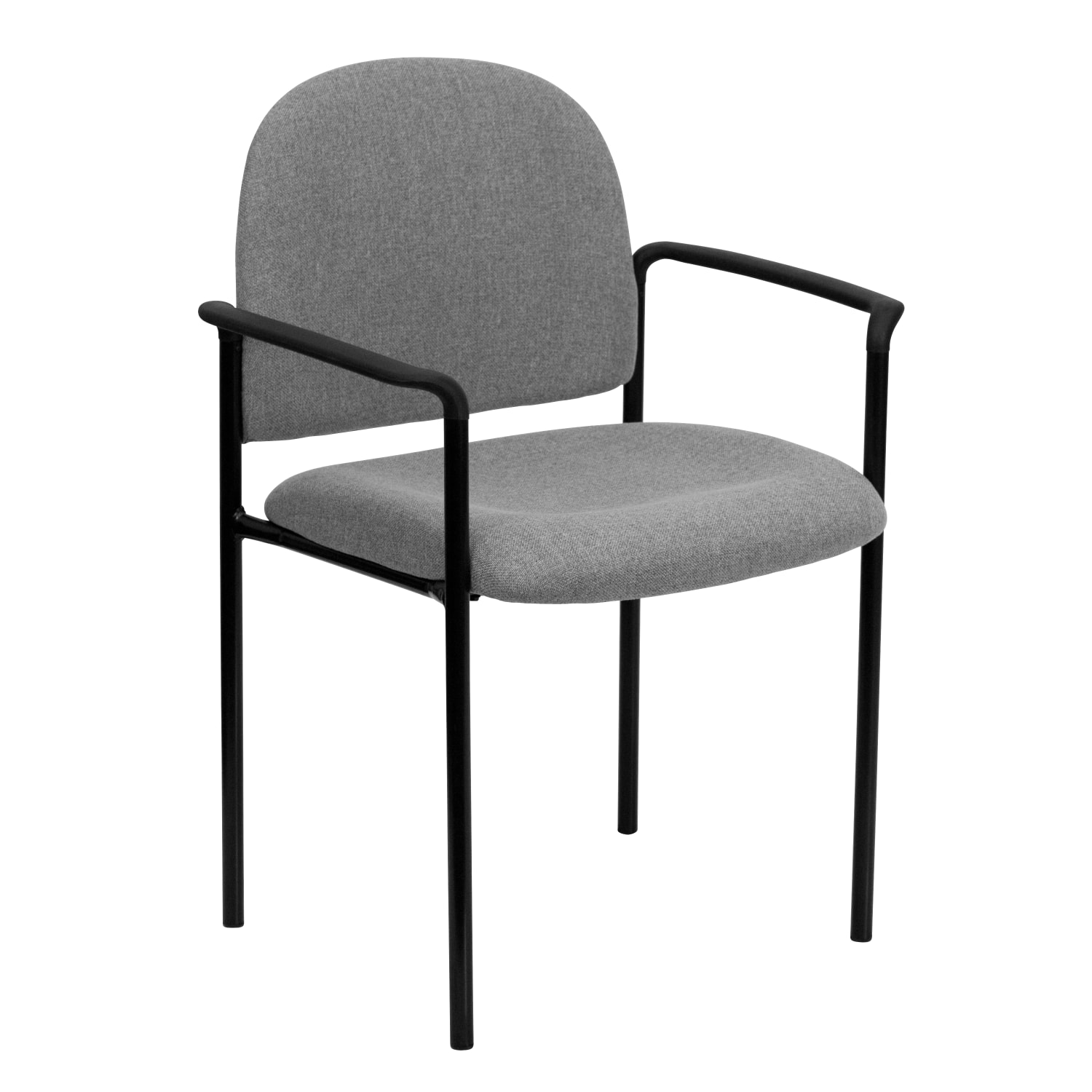 Flash Furniture Comfortable Stackable Steel Side Chair With Arms, Gray/Black - Image 3