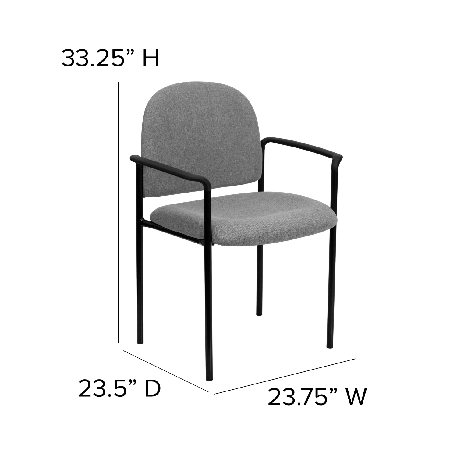 Flash Furniture Comfortable Stackable Steel Side Chair With Arms, Gray/Black - Image 7