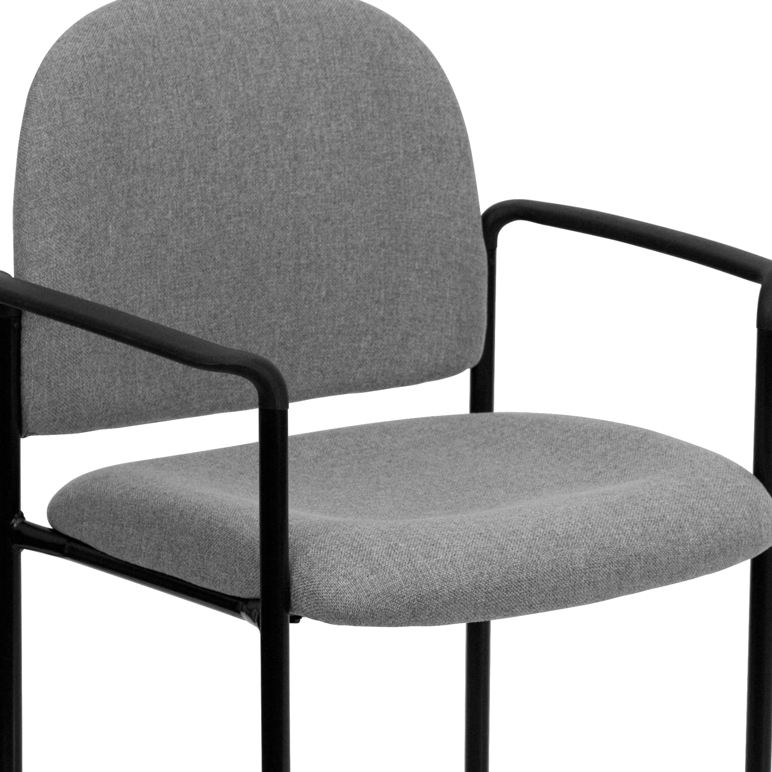Flash Furniture Comfortable Stackable Steel Side Chair With Arms, Gray/Black - Image 9