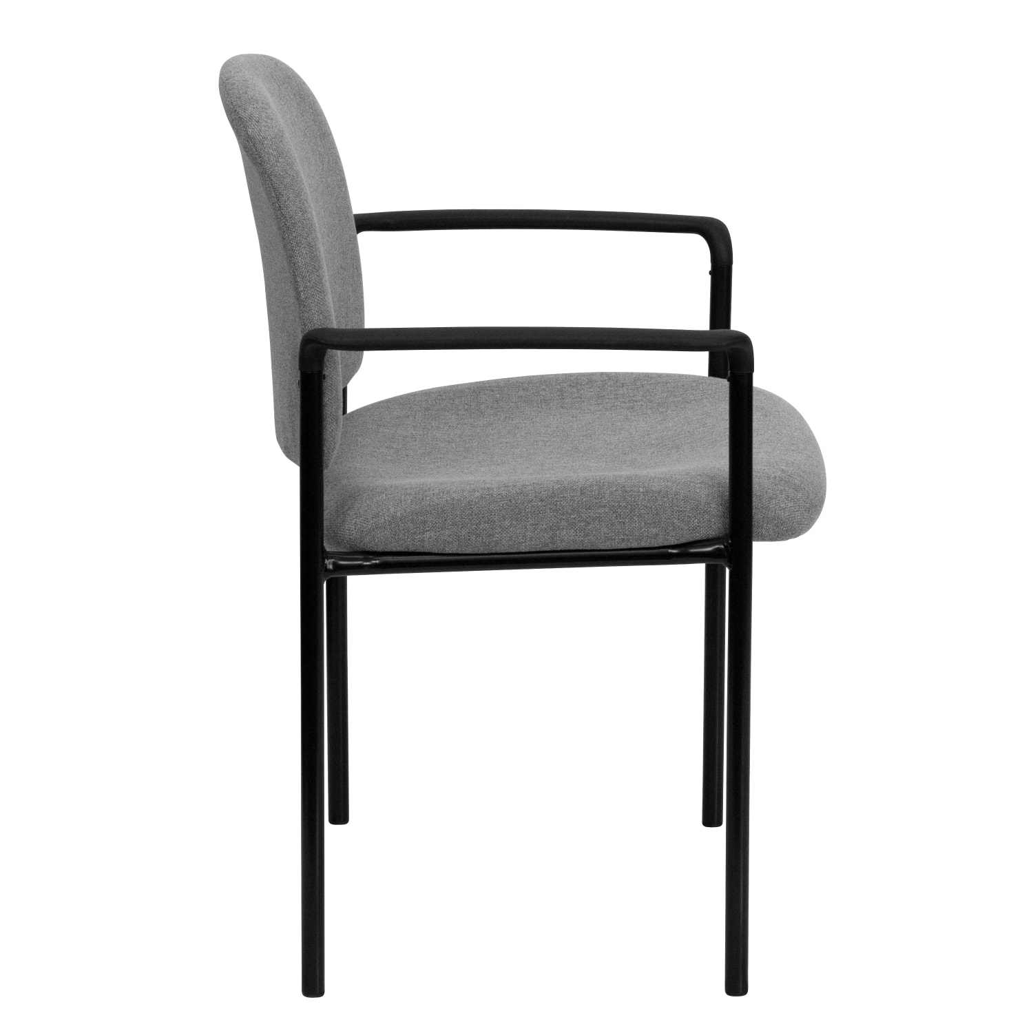 Flash Furniture Comfortable Stackable Steel Side Chair With Arms, Gray/Black - Image 10