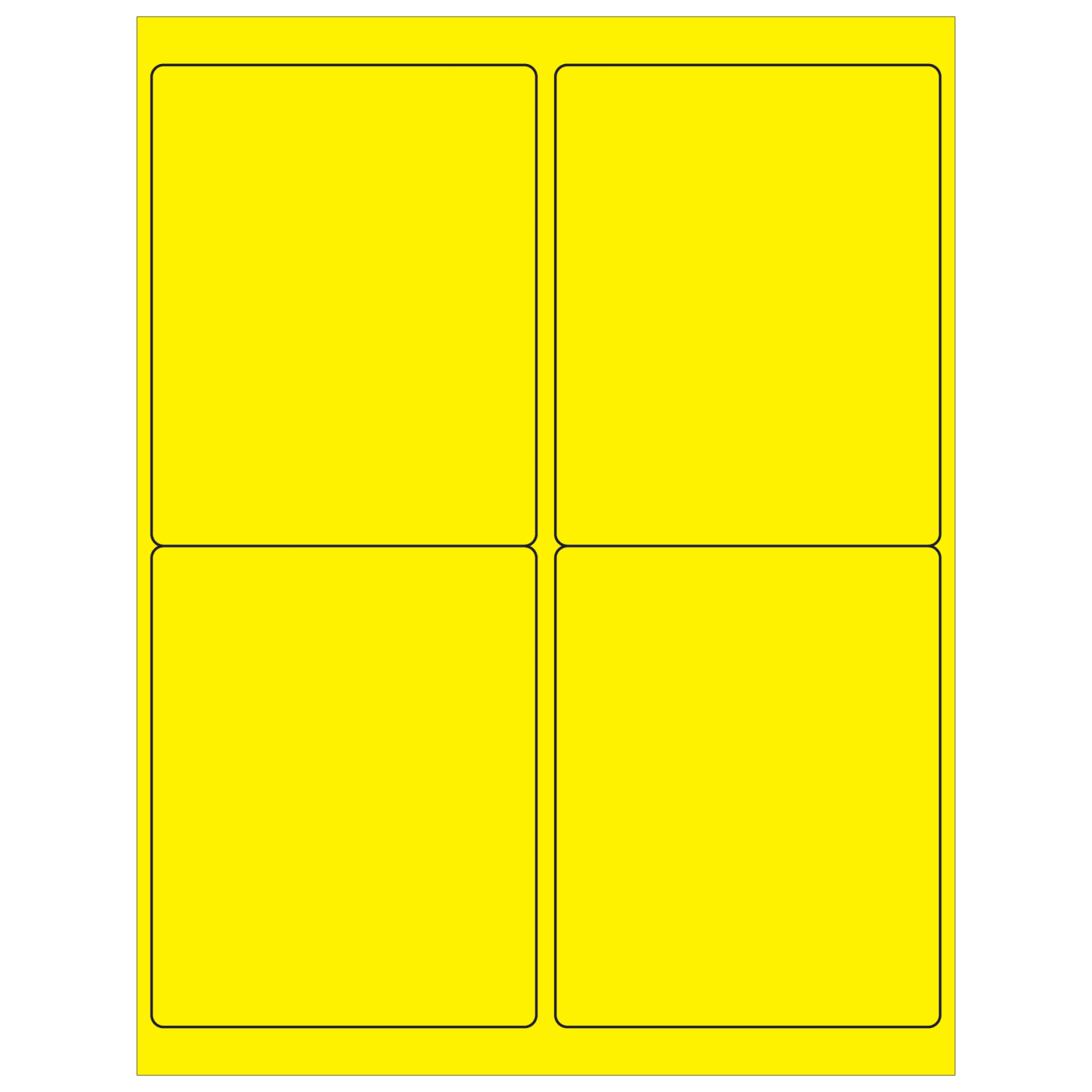 Tape Logic Permanent Labels, LL181YE, Rectangle, 4in x 5in, Fluorescent Yellow, Case Of 400