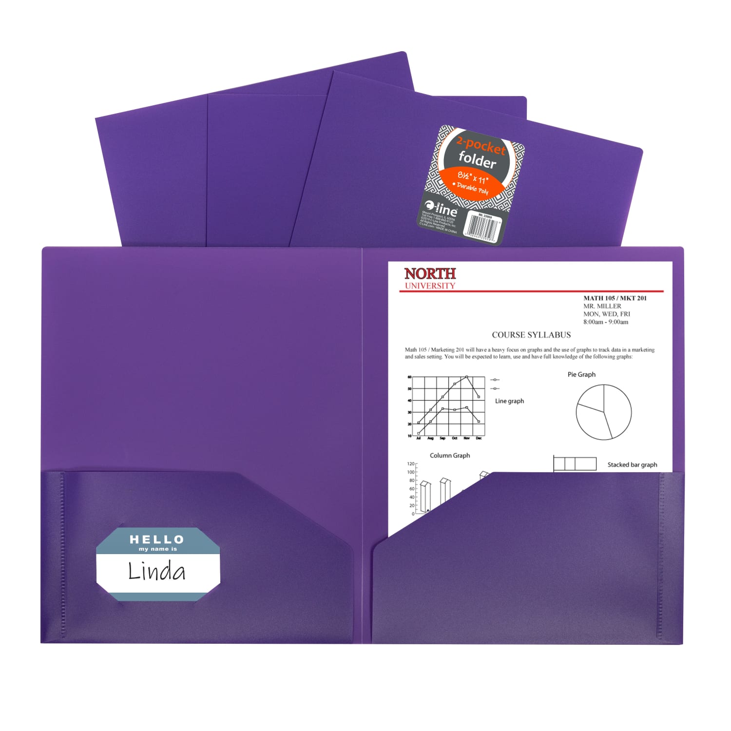 C-Line 2-Pocket Poly Portfolios, Letter Size, Purple, Pack Of 25 Portfolios - Image 3