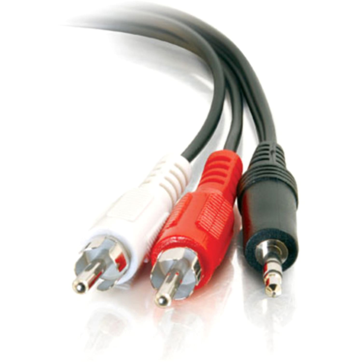 C2G 6ft Value Series One 3.5mm Stereo Male to Two RCA Stereo Male Y-Cable - Mini-phone Male Stereo - RCA Male Stereo - 6ft - Black - Image 4