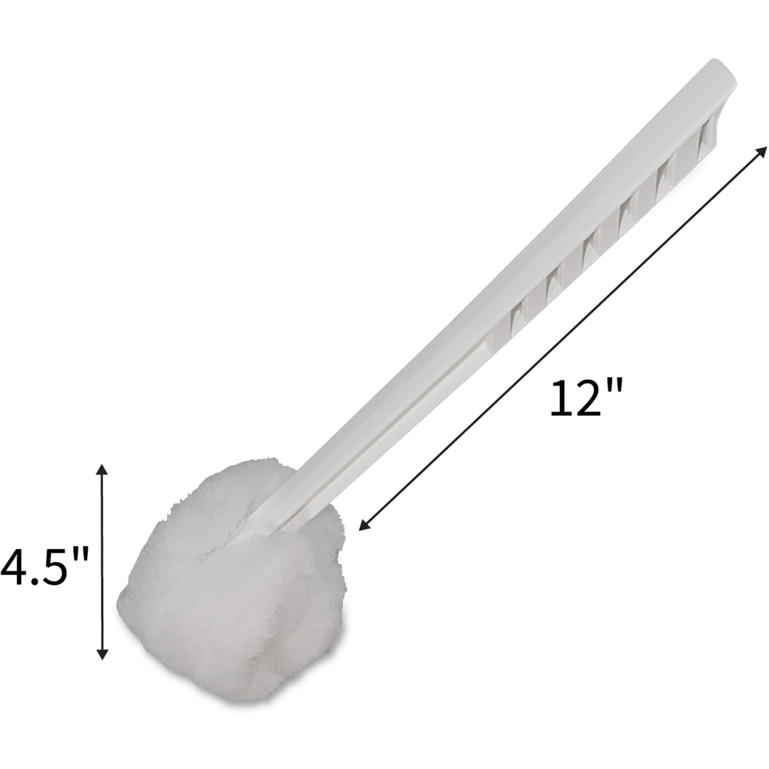 Genuine Joe Toilet Bowl Mop - 4.50in Head - 12in Plastic Handle - Durable, Scrubber Strip, Acid Resistant - 25 / Carton - White - Image 4