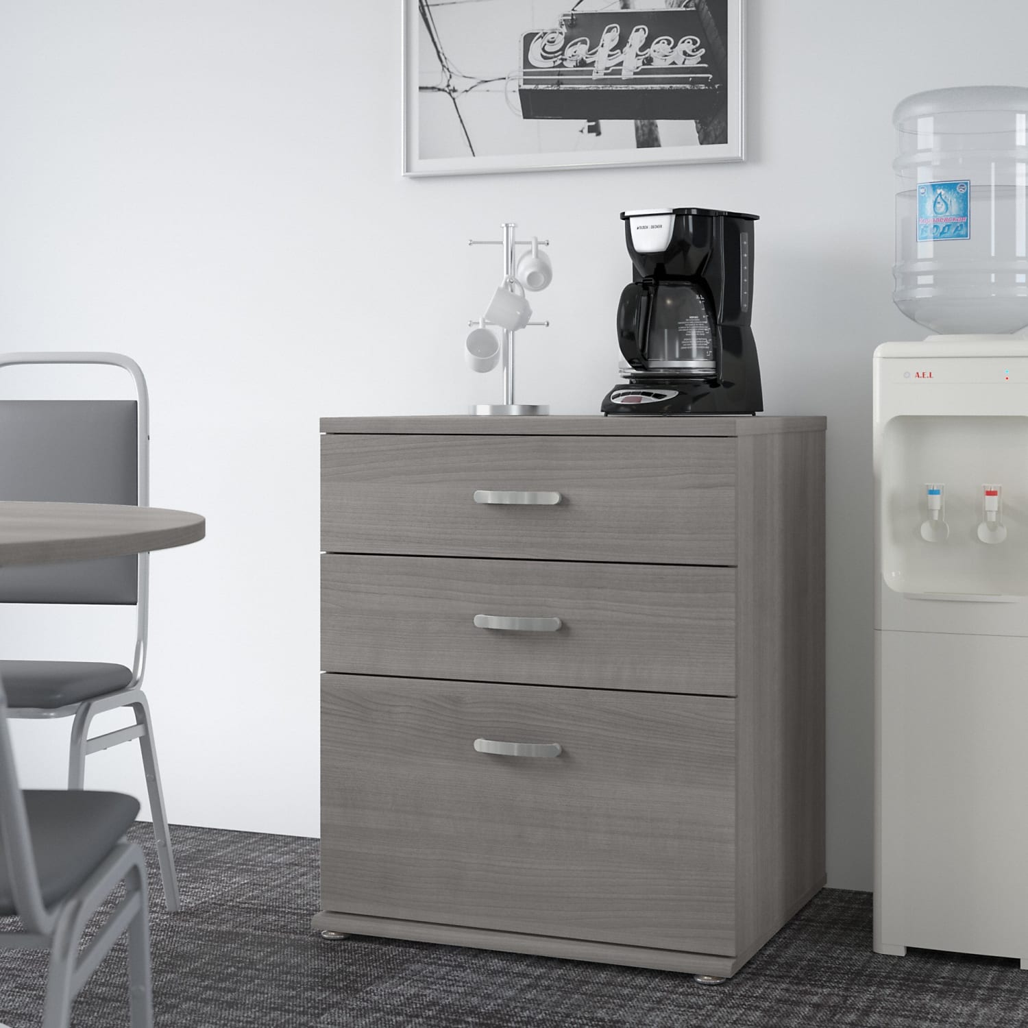 Bush Business Furniture Universal Floor Storage Cabinet With Drawers, Platinum Gray, Standard Delivery - Image 3