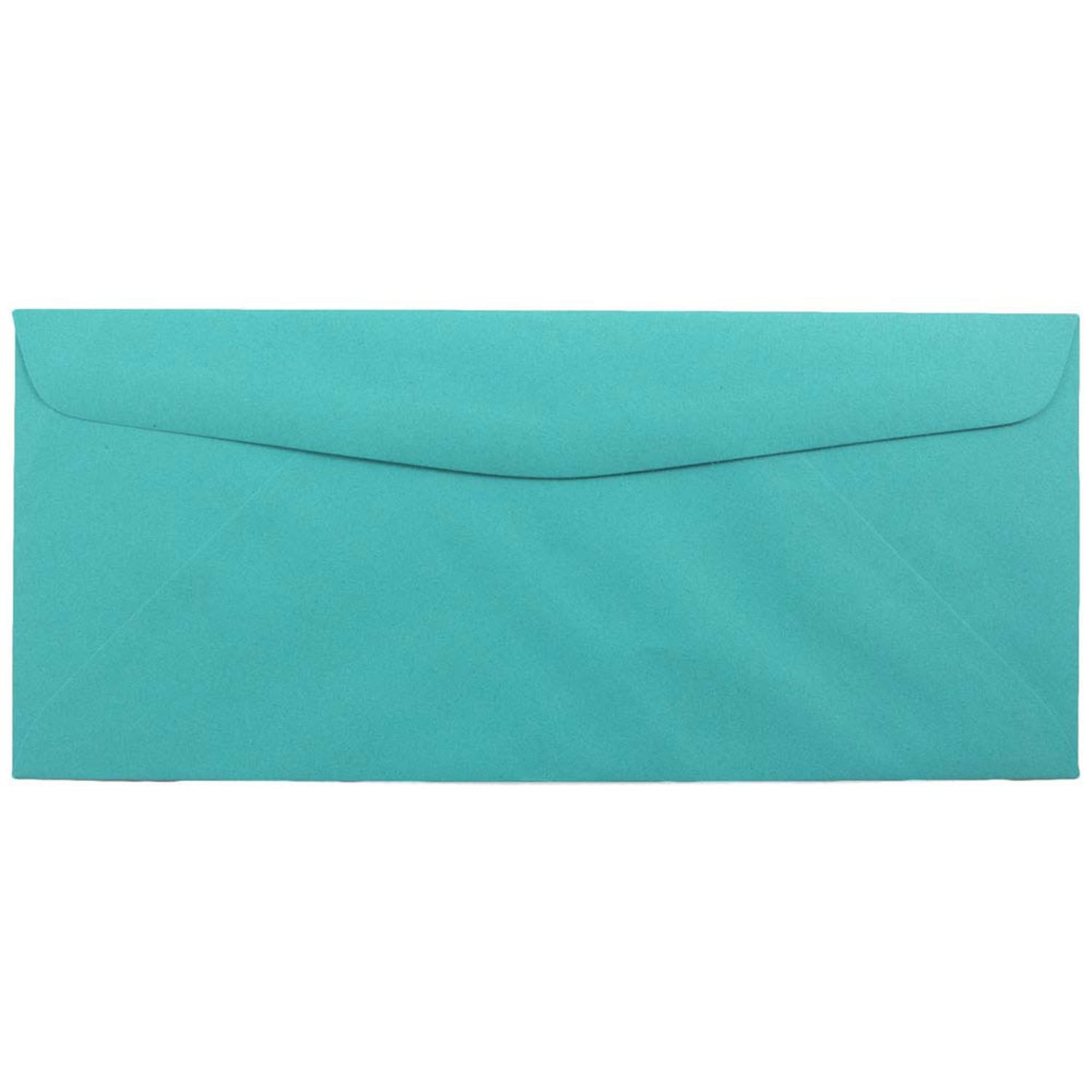 JAM Paper #10 Single-Window Booklet Envelopes, Bottom Left Window, Gummed Seal, 30% Recycled, Brite Hue Sea Blue, Pack Of 25 - Image 3