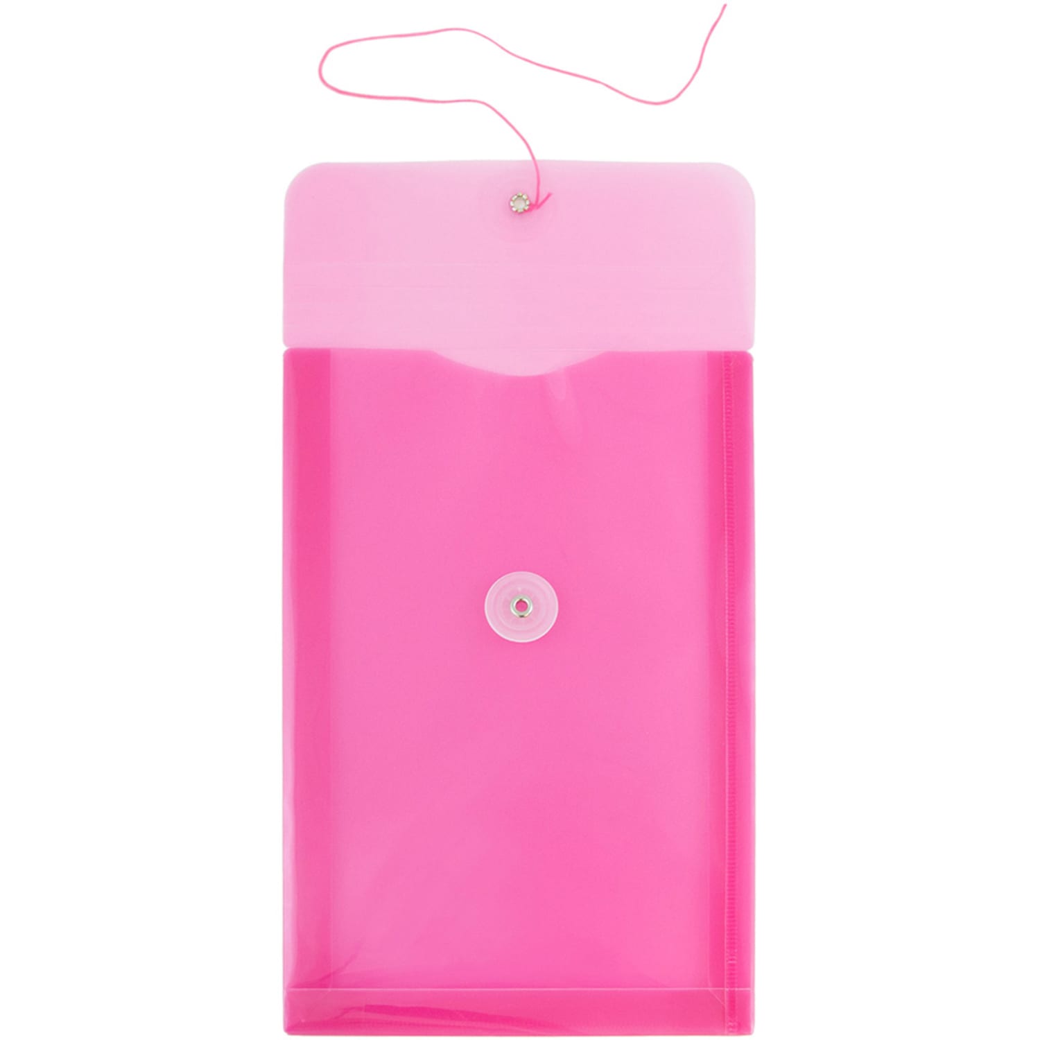 JAM Paper Open-End Plastic Envelopes, 6 1/4in x 9 1/4in, Button & String, Fuchsia Pink, Pack Of 12 - Image 3