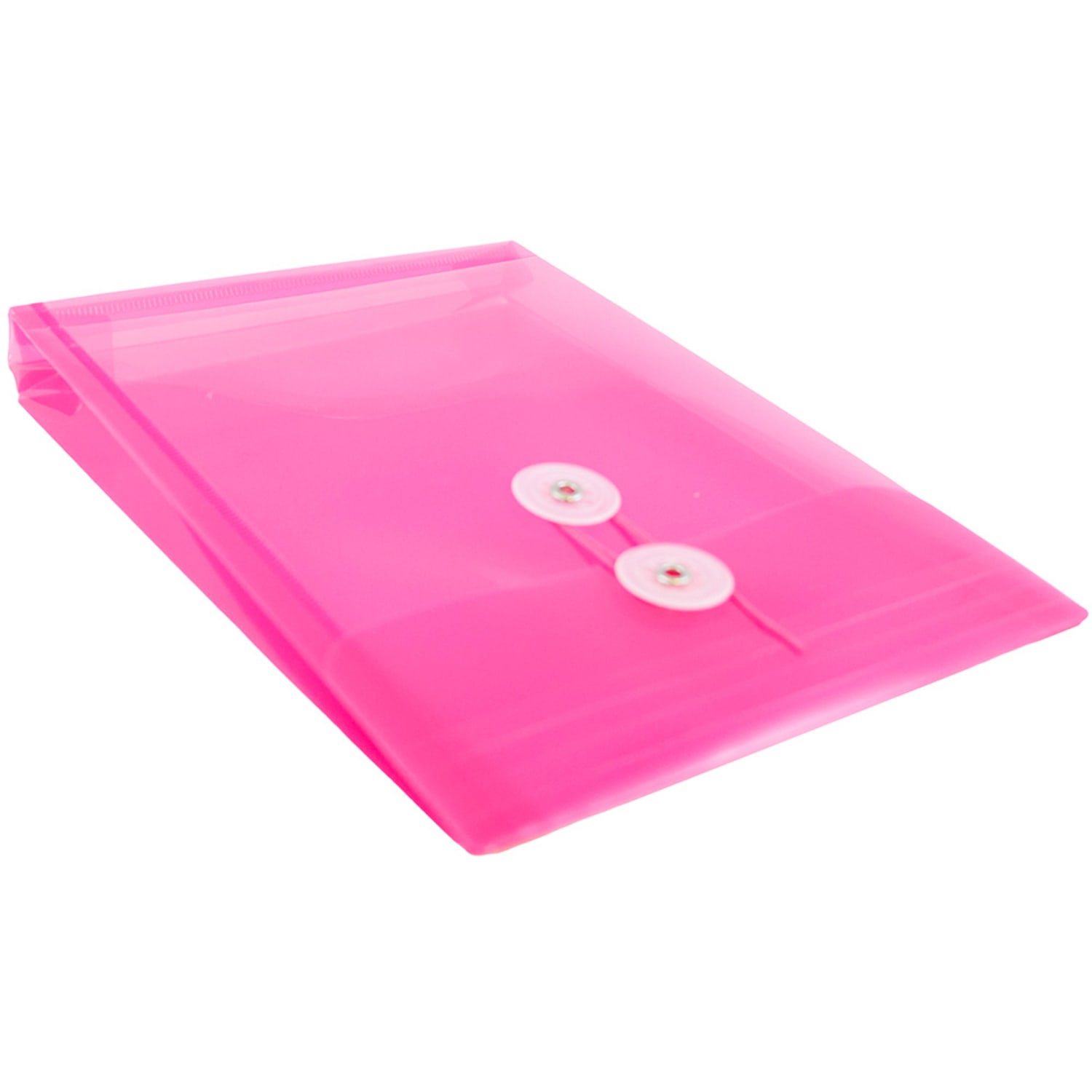 JAM Paper Open-End Plastic Envelopes, 6 1/4in x 9 1/4in, Button & String, Fuchsia Pink, Pack Of 12 - Image 5