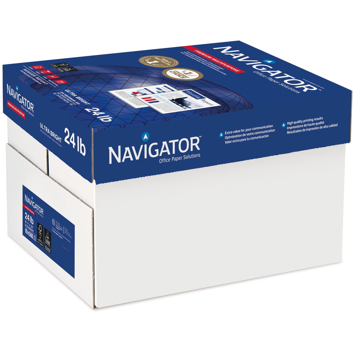 Navigator Multi-Use Printer & Copy Paper, 10 Reams, White, Letter (8.5in x 11in), 5000 Sheets Per Case, 24 Lb, 92 Brightness - Image 4
