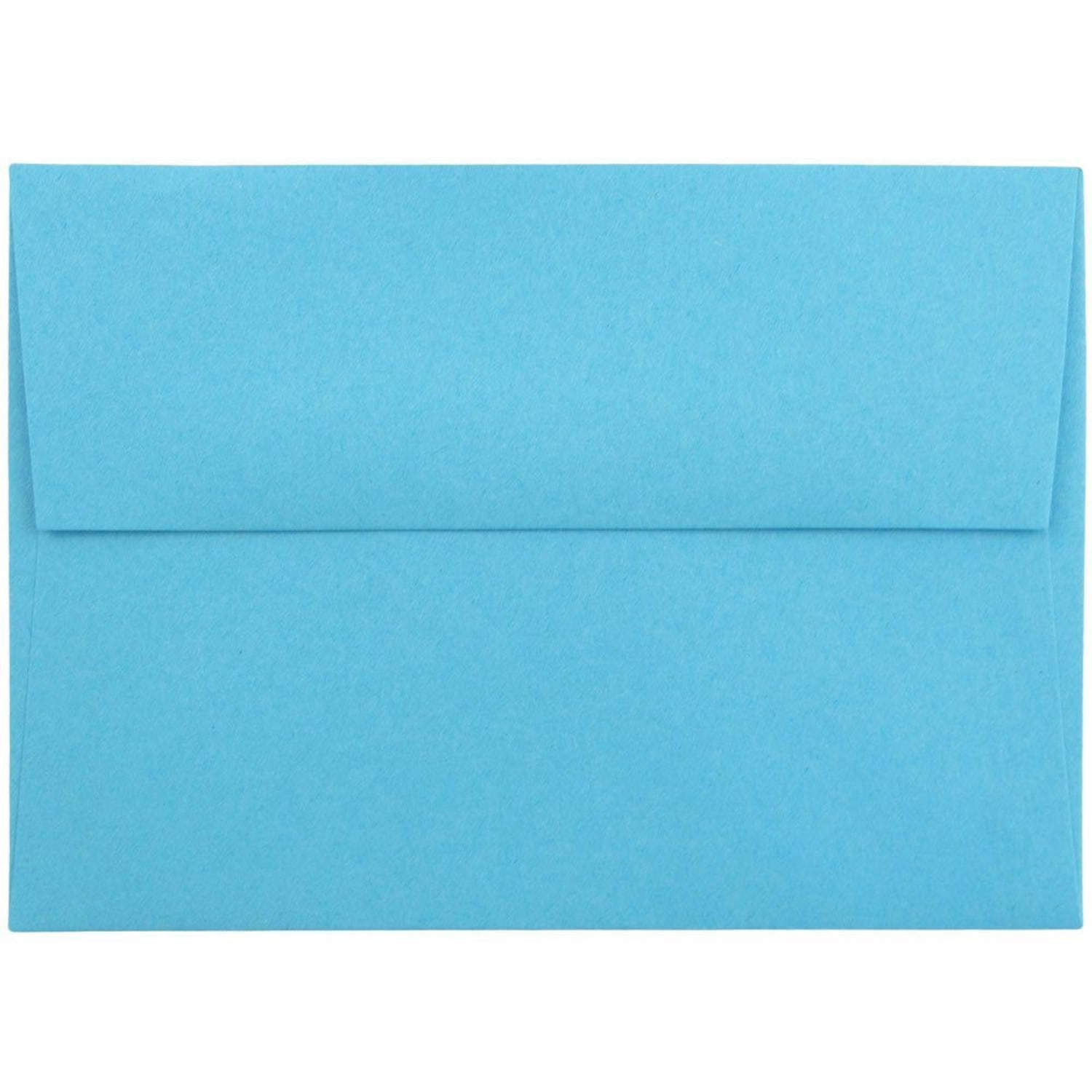 JAM Paper Booklet Envelopes, A1, Gummed Seal, 30% Recycled, Blue, Pack Of 25