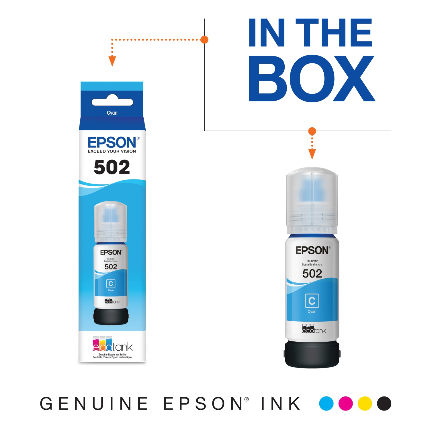 Epson 502 EcoTank Cyan Ink Bottle, T502220-S - Image 3