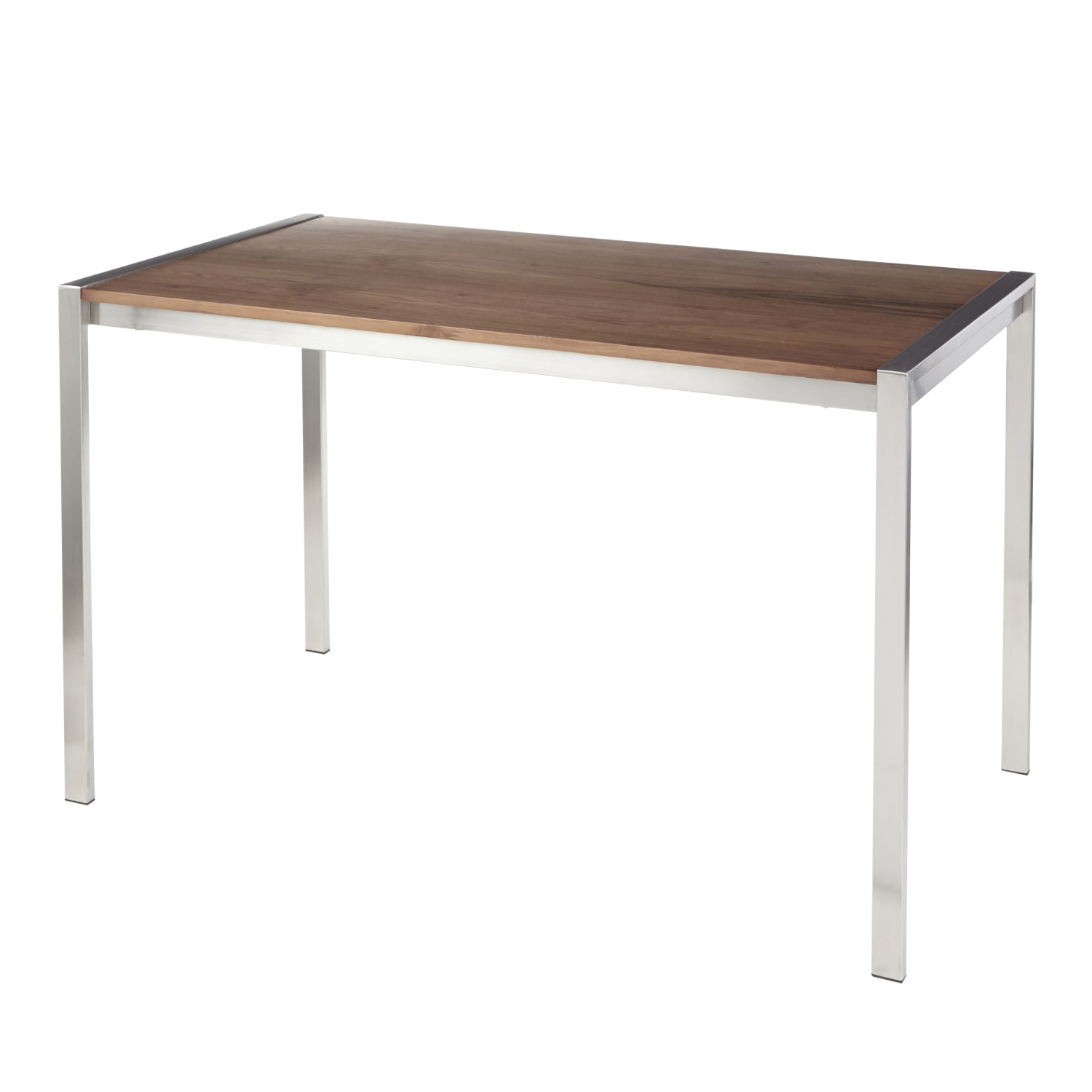 LumiSource Fuji Dinette Table, 29-3/4inH x 50-1/4inW x 27-3/4inD, Walnut/Stainless Steel - Image 4