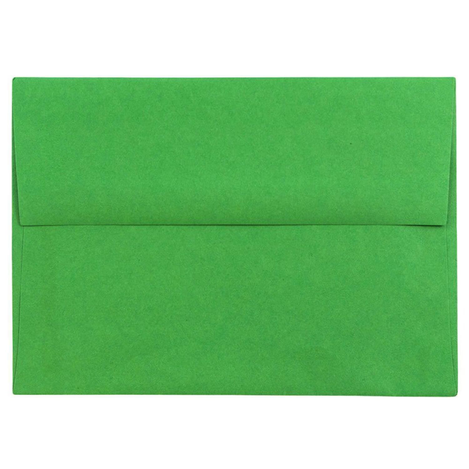 JAM Paper Booklet Invitation Envelopes, A6, Gummed Seal, 30% Recycled, Green, Pack Of 25
