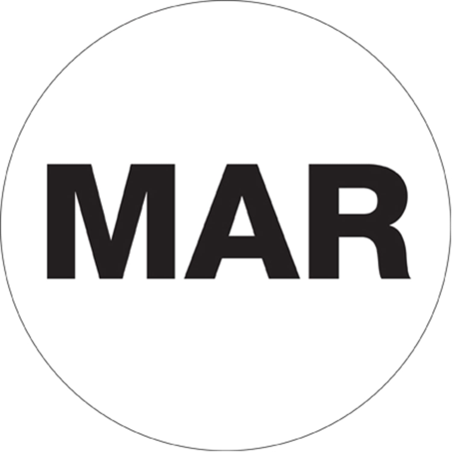 Tape Logic White - "MAR" Months of the Year Labels 1in, DL6725, Roll of 500