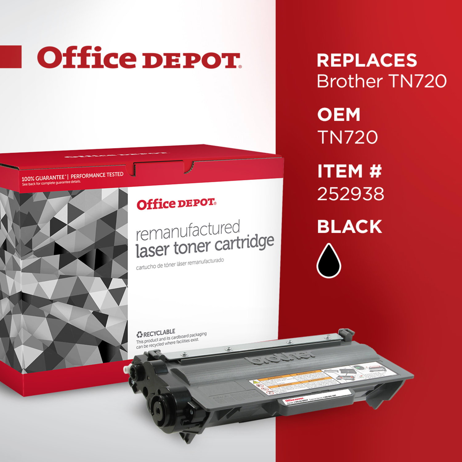 Office Depot Remanufactured Black Toner Cartridge Replacement For Brother TN-720, CTGTN720 - Image 6