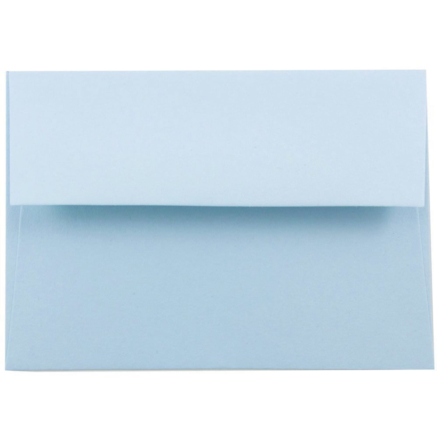 JAM Paper Booklet Envelopes, #4 Bar (A1), Gummed Seal, Light Baby Blue, Pack Of 25