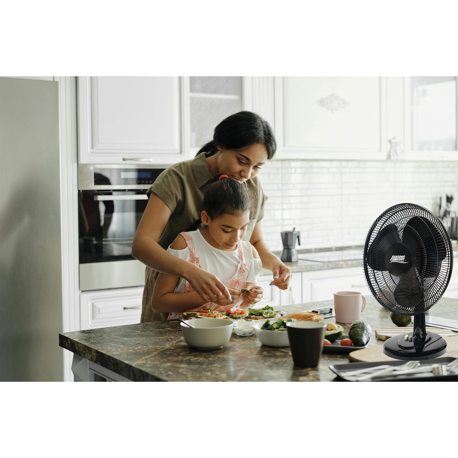 Seasons Comfort 3-Speed Oscillating Table Fan, 21-1/4inH x 10-7/16inW x 17-3/8inD, Black - Image 4