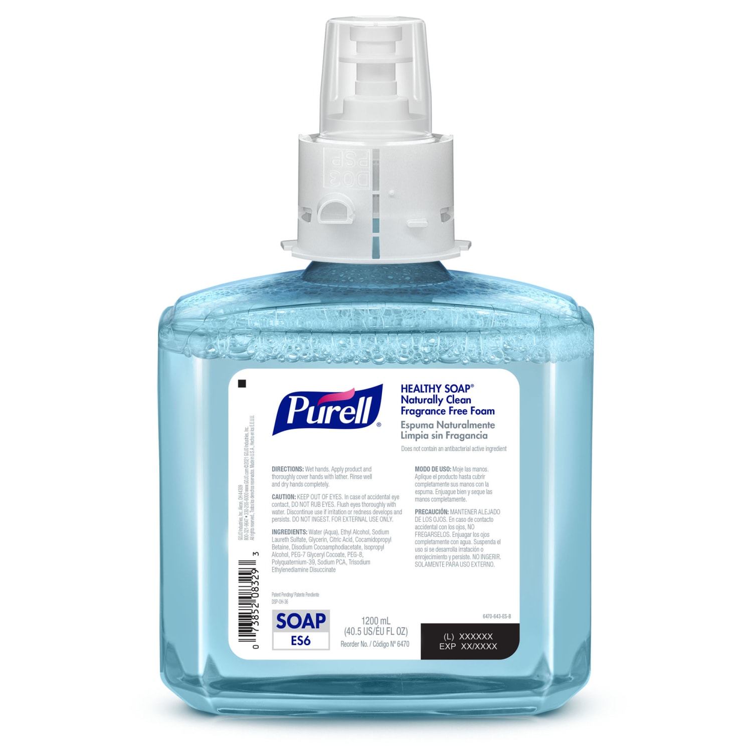 PURELL Brand Naturally Clean HEALTHY SOAP Foam ES6 Refill, Fragrance Free, 40.6 Oz Bottle - Image 3