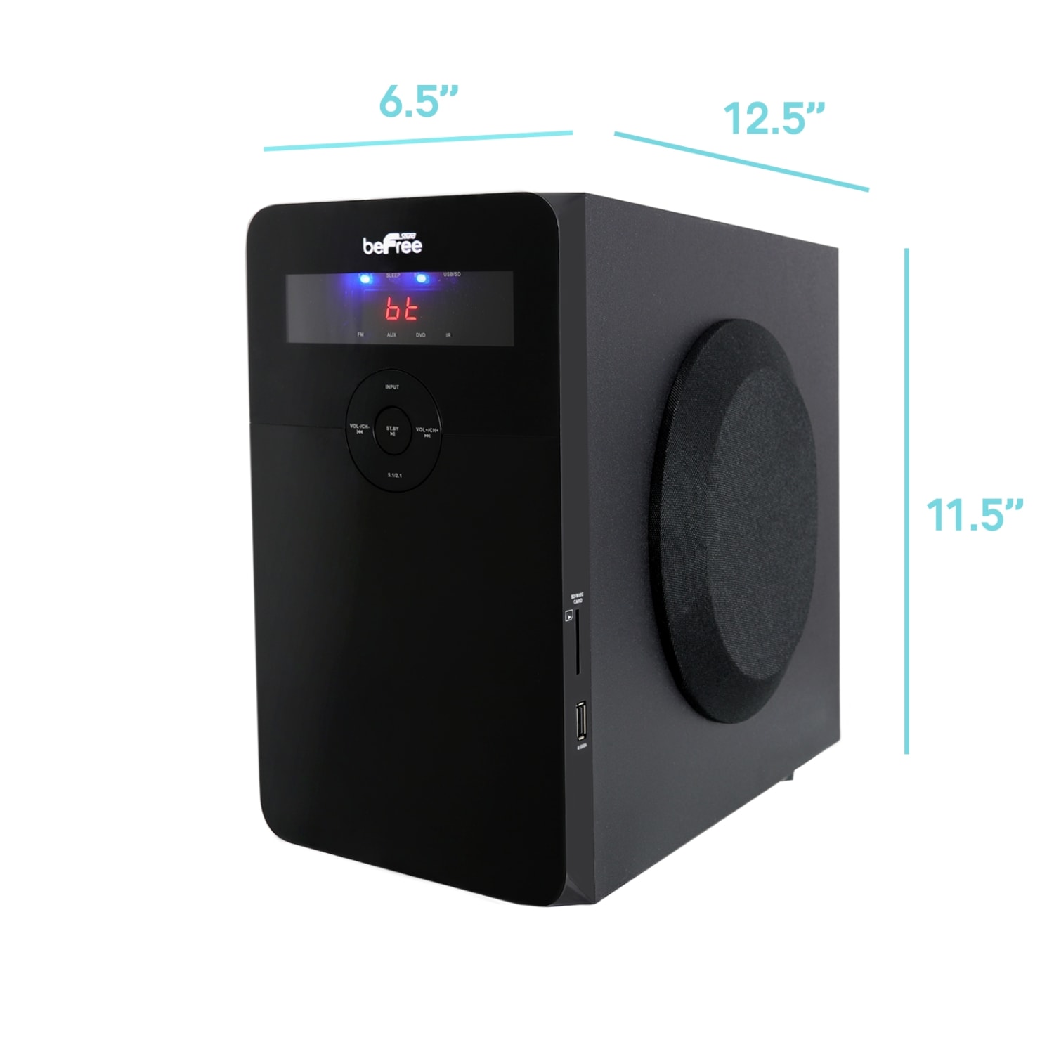 BeFree Sound BFS-450 5.1-Channel Bluetooth Surround Sound Speaker System, 19inH x 22inW x 12-1/2inD, Black, 99595499M - Image 5