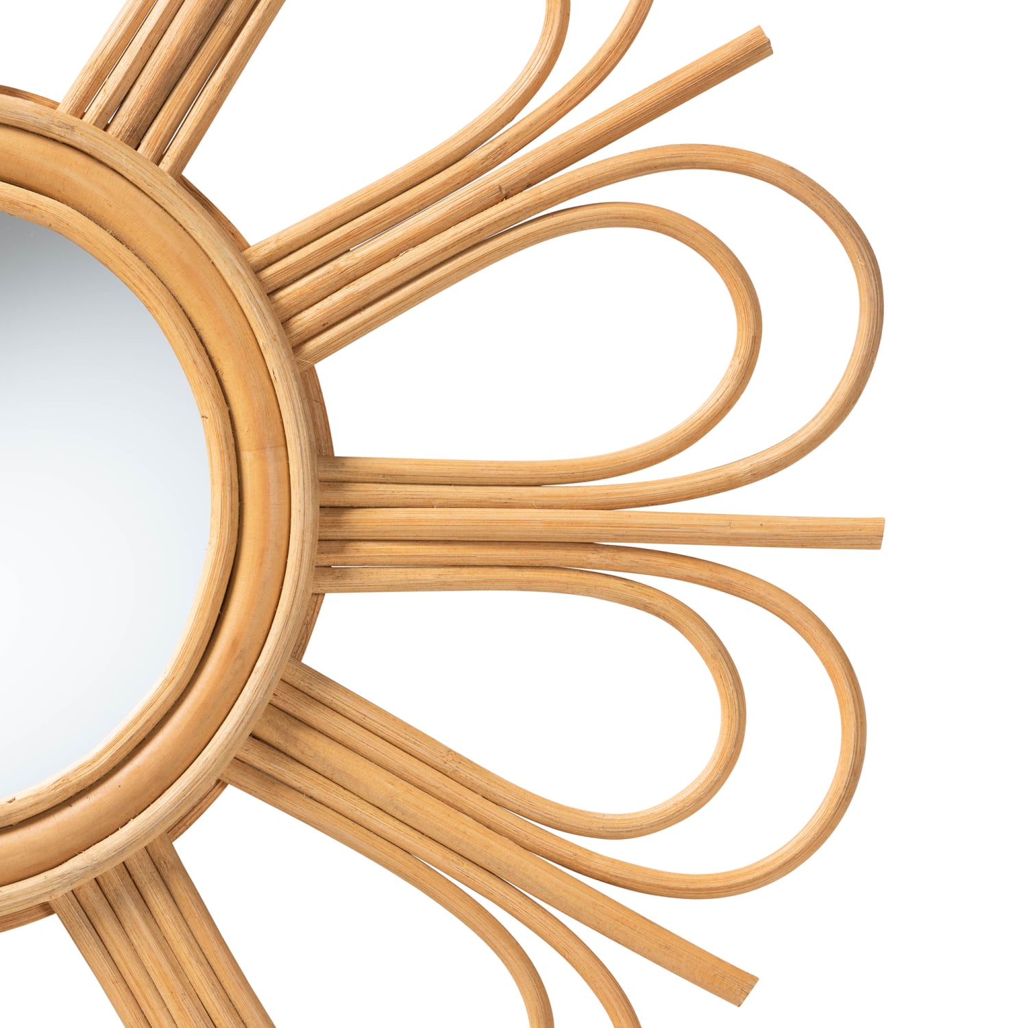 bali & pari Sakura Modern Bohemian Round Wall Mirror, 23-1/4inH x 23-1/4inW x 1-1/4inD, Natural Brown - Image 3