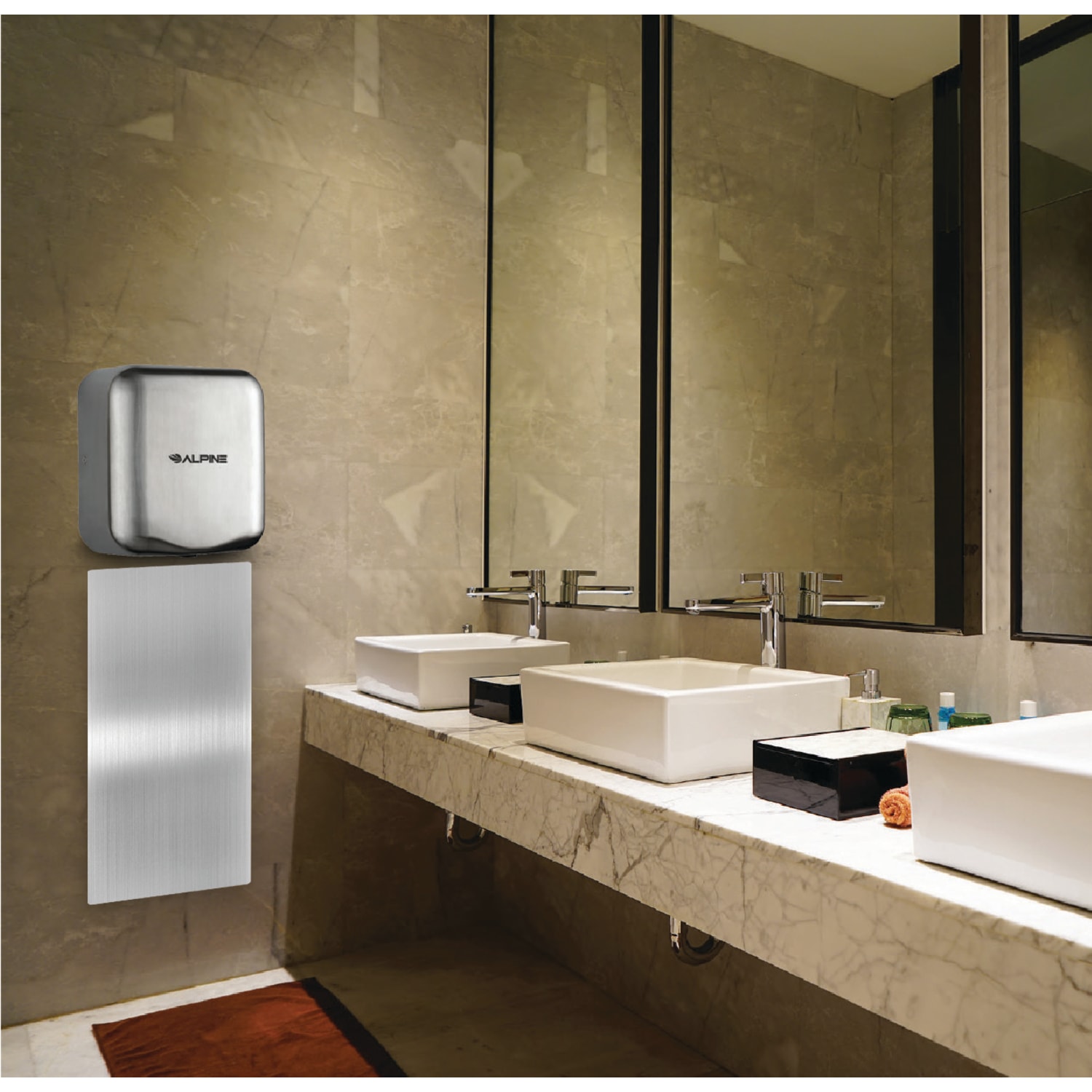 Alpine Electric Hand Dryer Wall Guard, 31-3/4in x 15-3/4in, Stainless Steel - Image 6