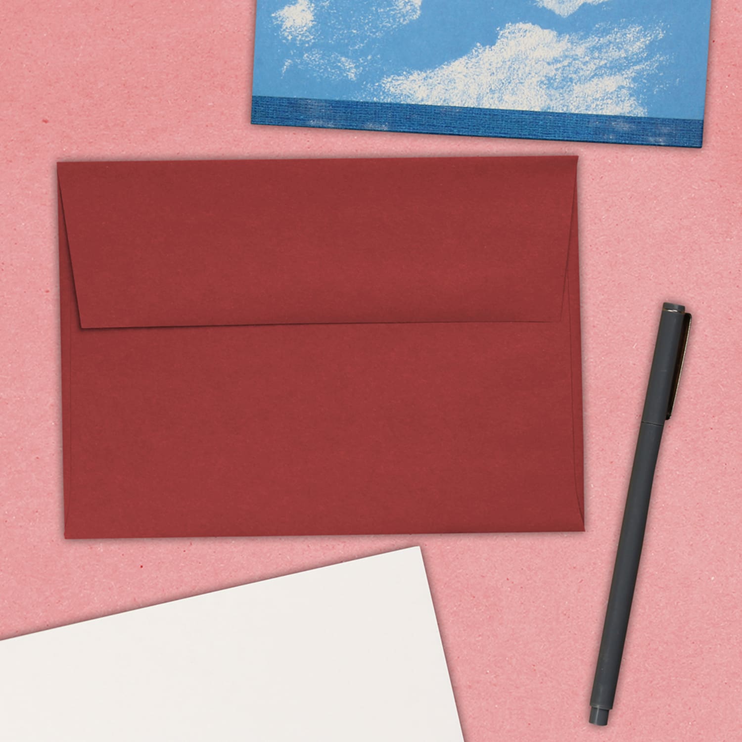 JAM Paper Booklet Invitation Envelopes, A7, Gummed Seal, Dark Red, Pack Of 25 - Image 4