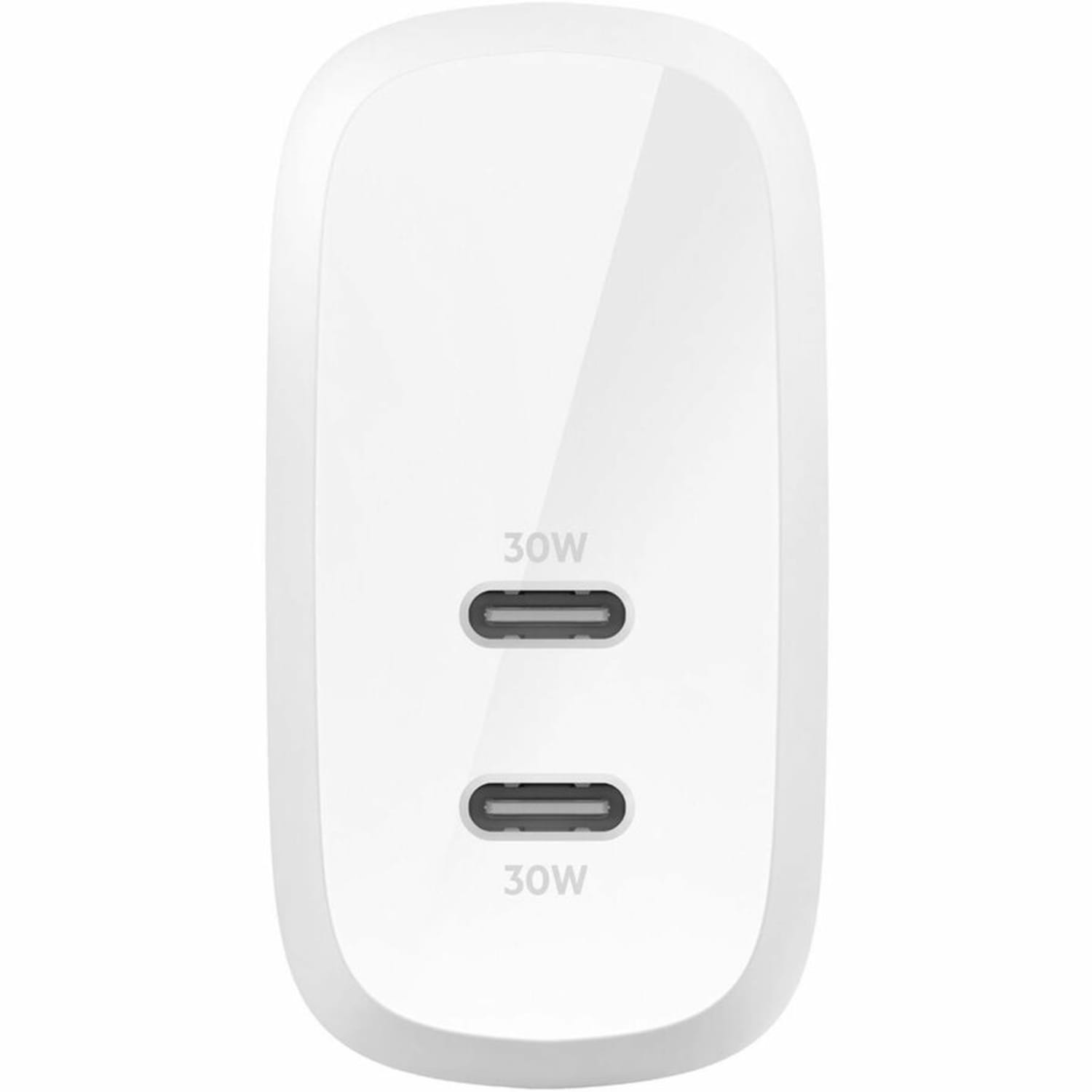 Belkin Dual USB-C Wall Charger w/PPS 60W for Apple iPhone, Galaxy, Google - Compatible w/USB-C to Lightning & US - WCB010DQWH - Image 3
