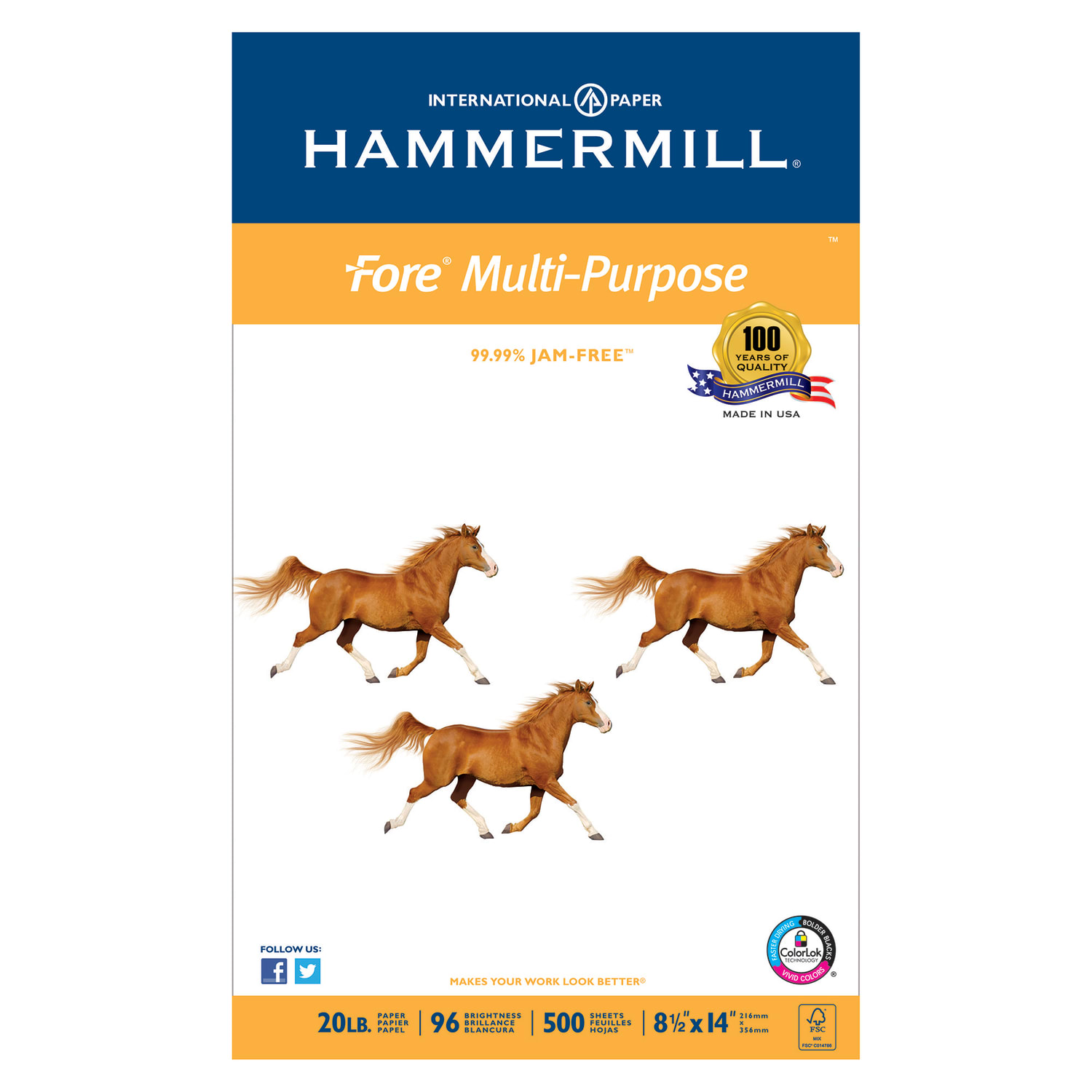 Hammermill Fore Multi-Use Printer & Copy Paper, 1 Ream, White, Legal (8.5in x 14in), 500 Sheets Per Ream, 20 Lb, 96 Brightness - Image 4