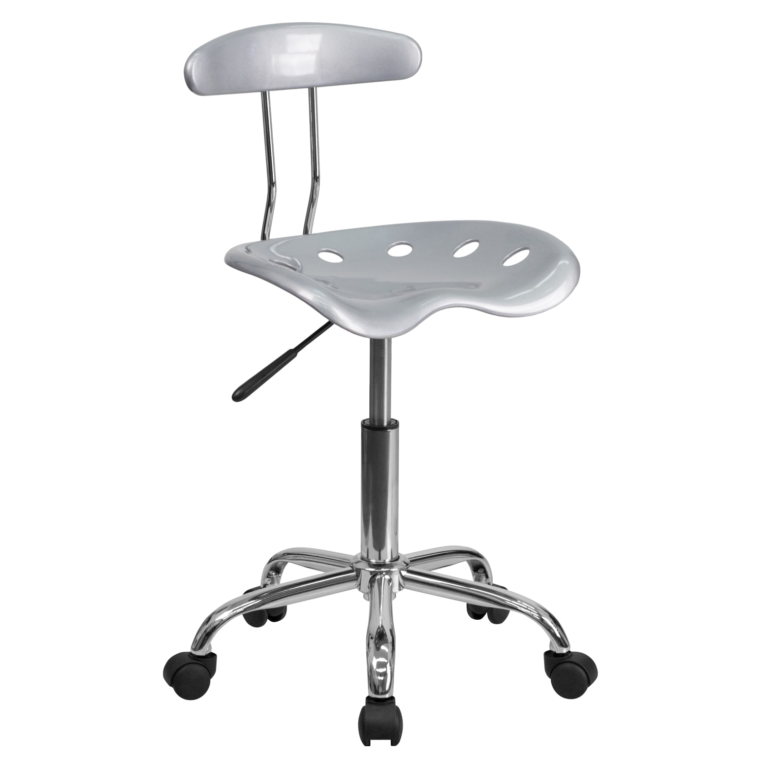 Flash Furniture Vibrant Low-Back Task Chair With Tractor Seat, Silver/Chrome - Image 3