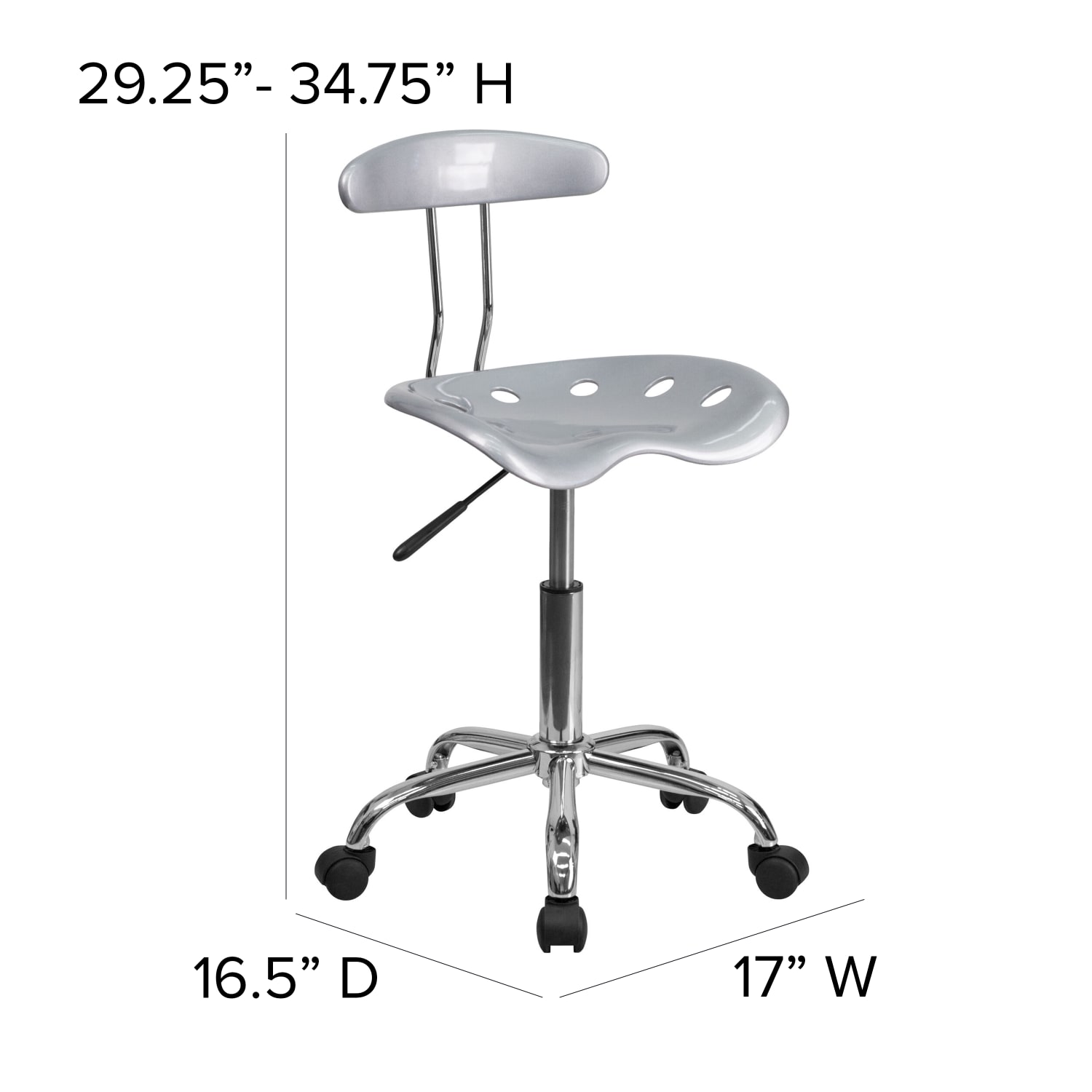 Flash Furniture Vibrant Low-Back Task Chair With Tractor Seat, Silver/Chrome - Image 7