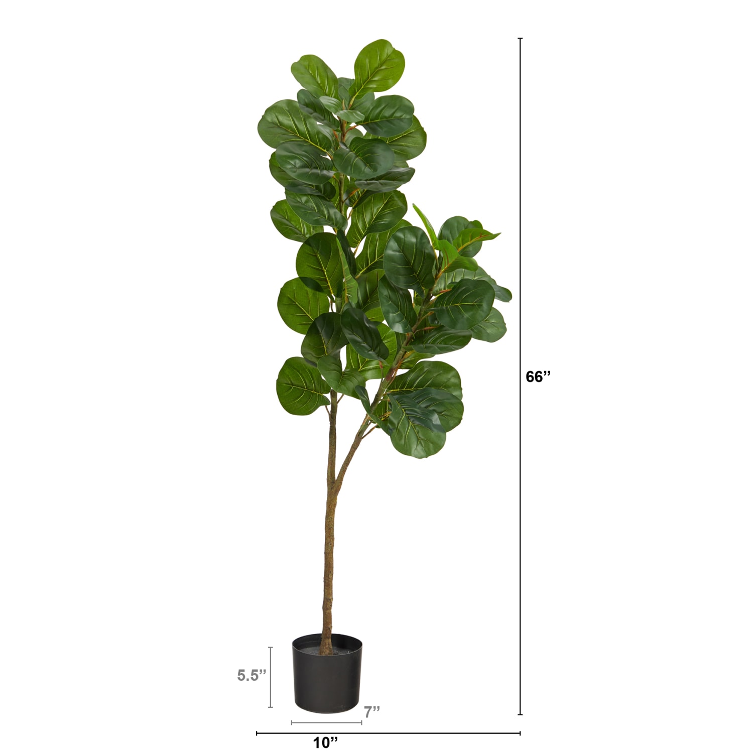 Nearly Natural Fiddle Leaf Fig 66inH Artificial Tree With Planter, 66inH x 10inW x 10inD, Green/Black - Image 3
