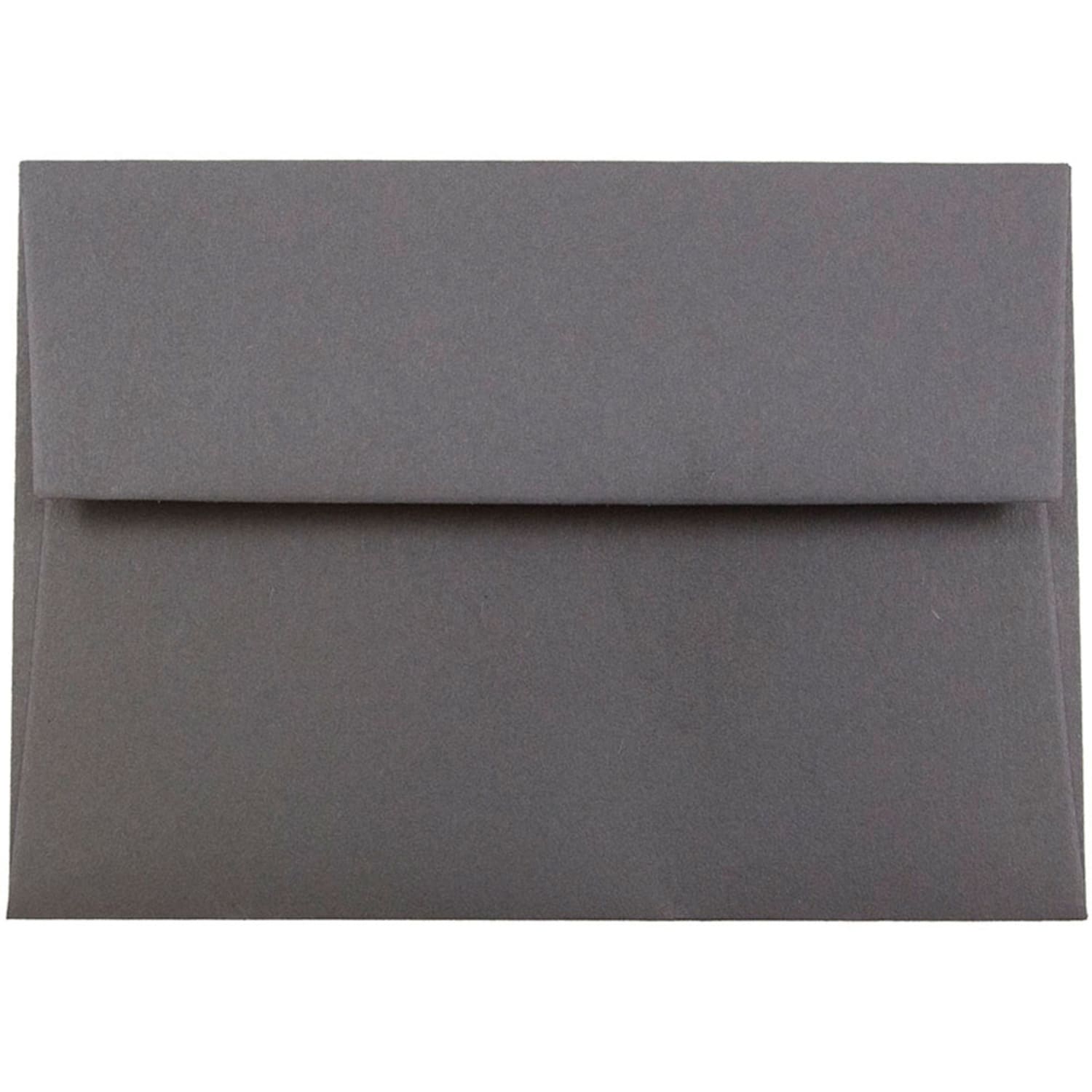 JAM Paper Booklet Envelopes, #4 Bar (A1), Gummed Seal, Dark Gray, Pack Of 25