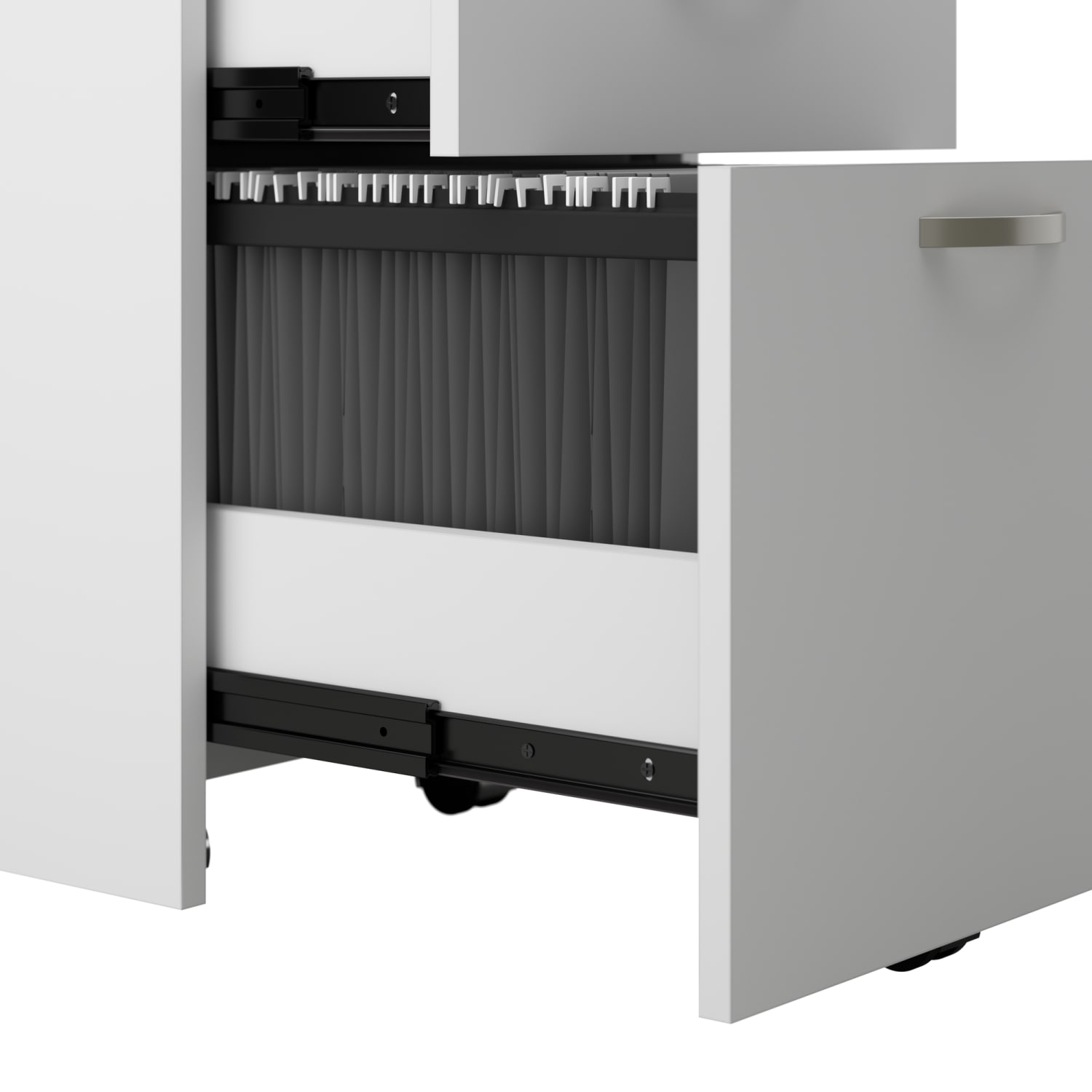 Bush Business Furniture Office in an Hour 2-Person 129inW Straight Cubicle Desks With Storage, Drawers And Organizers, Pure White, Standard Delivery - Image 4