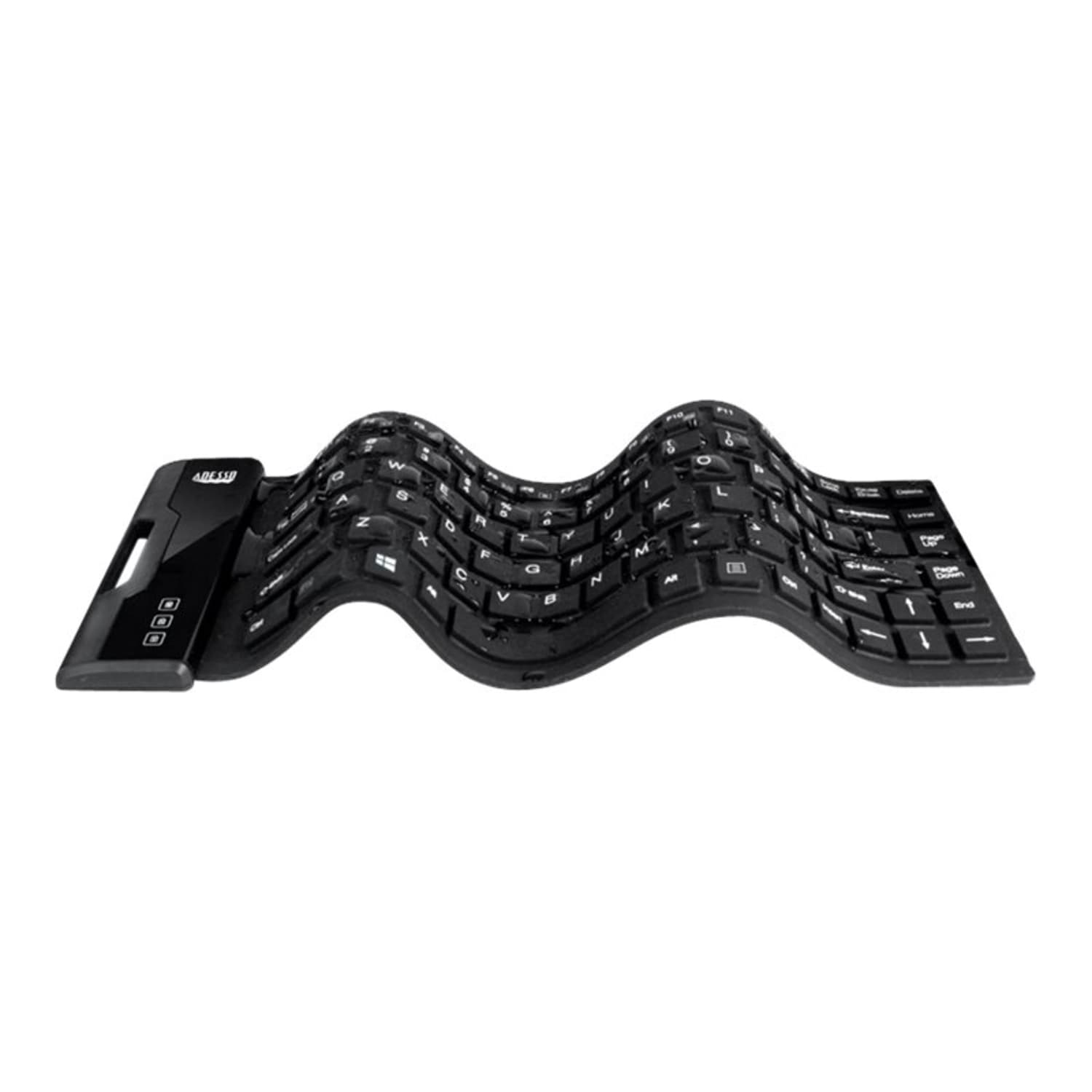 Adesso Flex Keyboard With Antimicrobial Protection, 87 Keys, Black