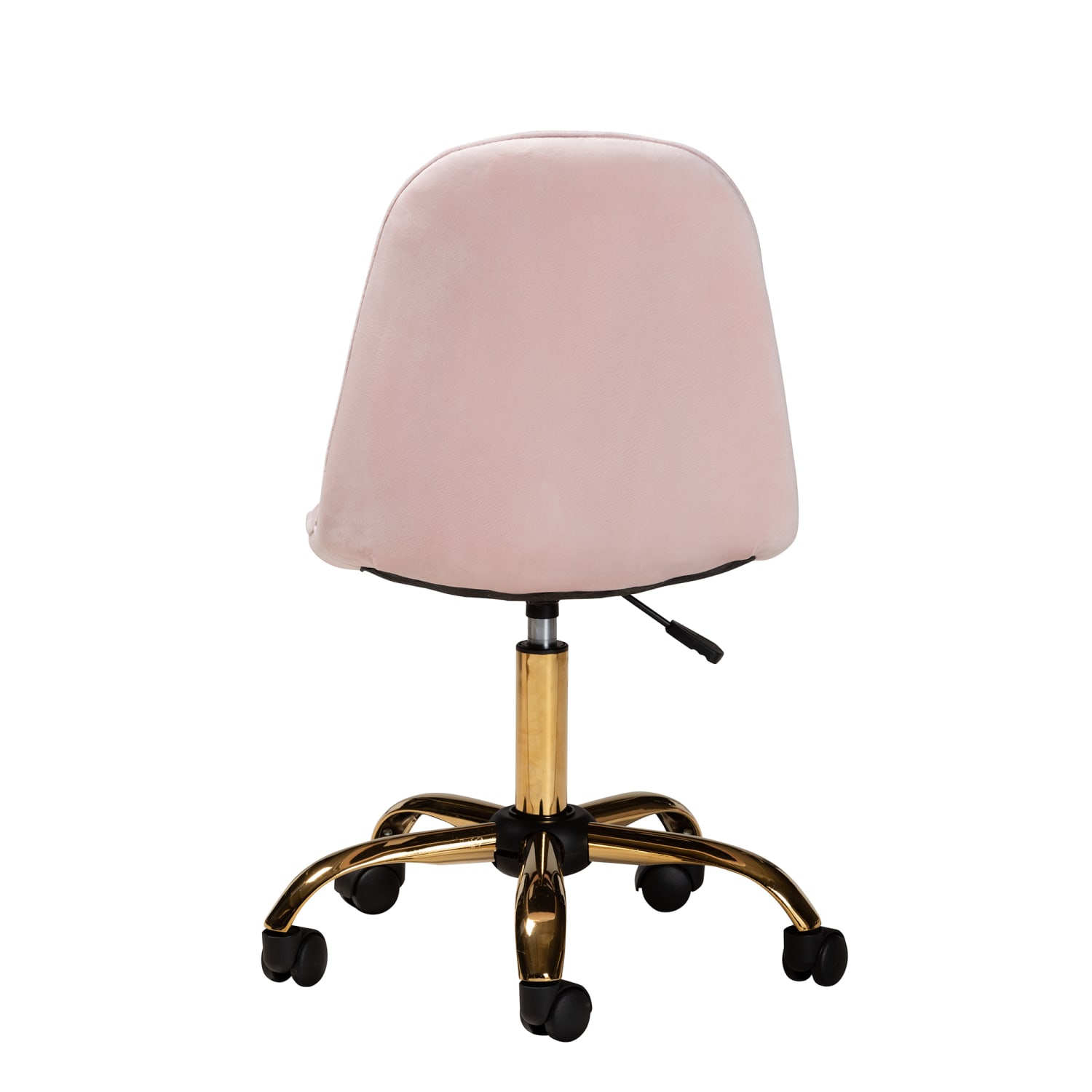 Baxton Studio Kabira Velvet Mid-Back Swivel Office Task Chair, Blush Pink/Gold - Image 5