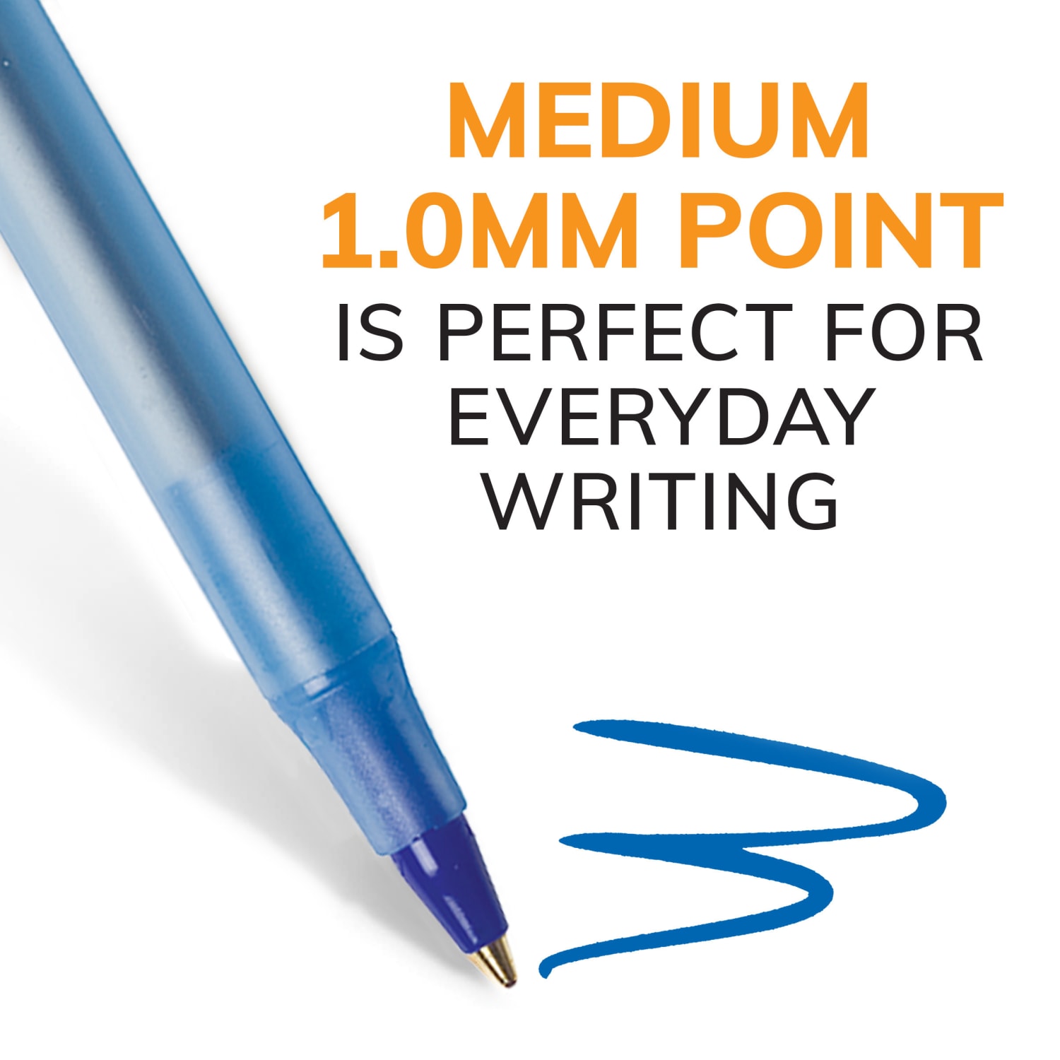 BIC Round Stic Ballpoint Pens, Medium Point, 1.0 mm, Translucent Barrel, Blue Ink, Box Of 60 - Image 3