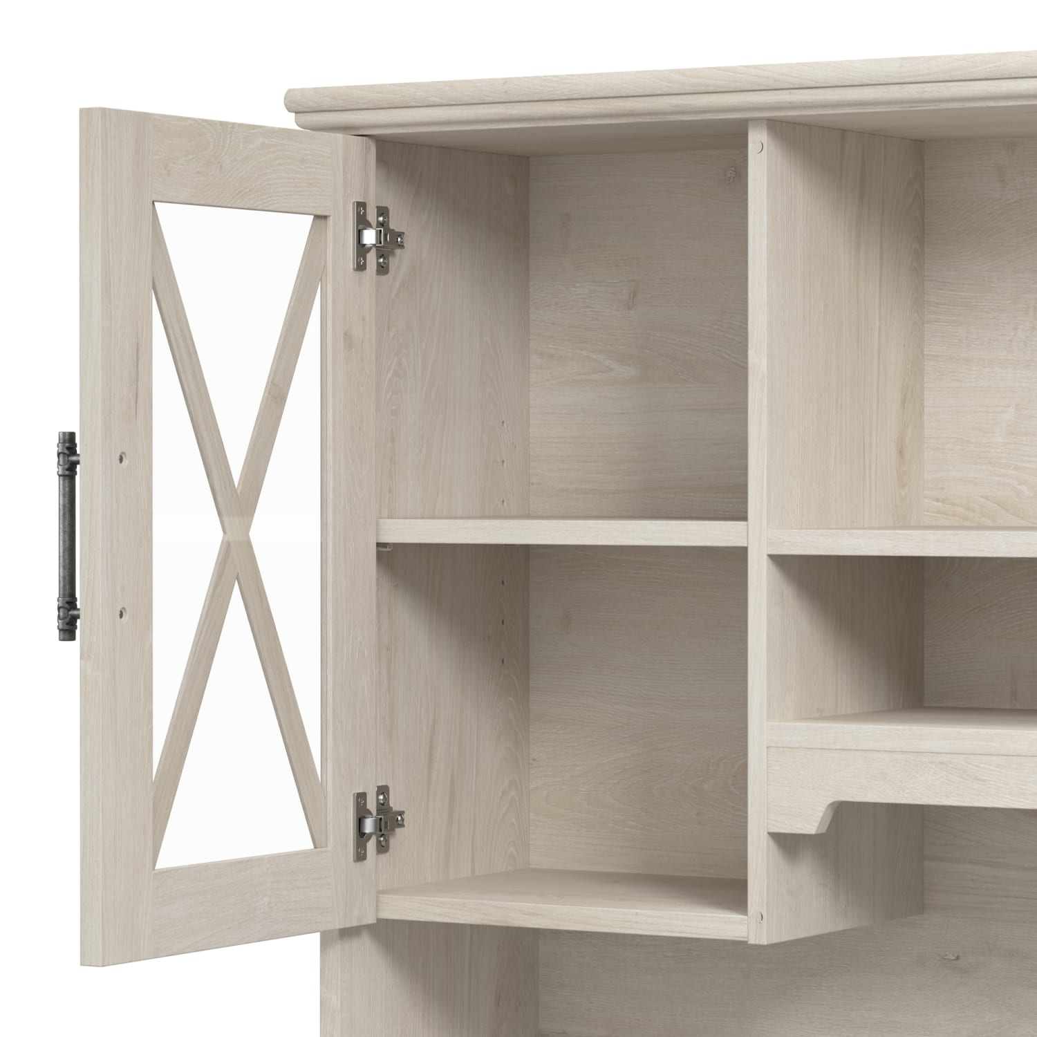Bush Business Furniture Lennox 60inW Farmhouse Computer Desk With Hutch And Keyboard Tray, Linen White Oak, Standard Delivery - Image 5