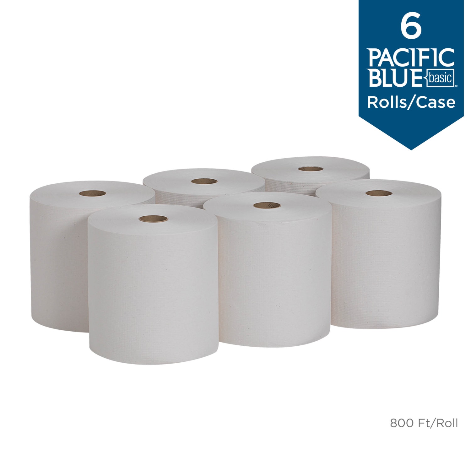 Pacific Blue Basic by GP PRO, 1-Ply, 7.87in x 800ft, 100% Recycled, White, 6 Rolls per Case - Image 5