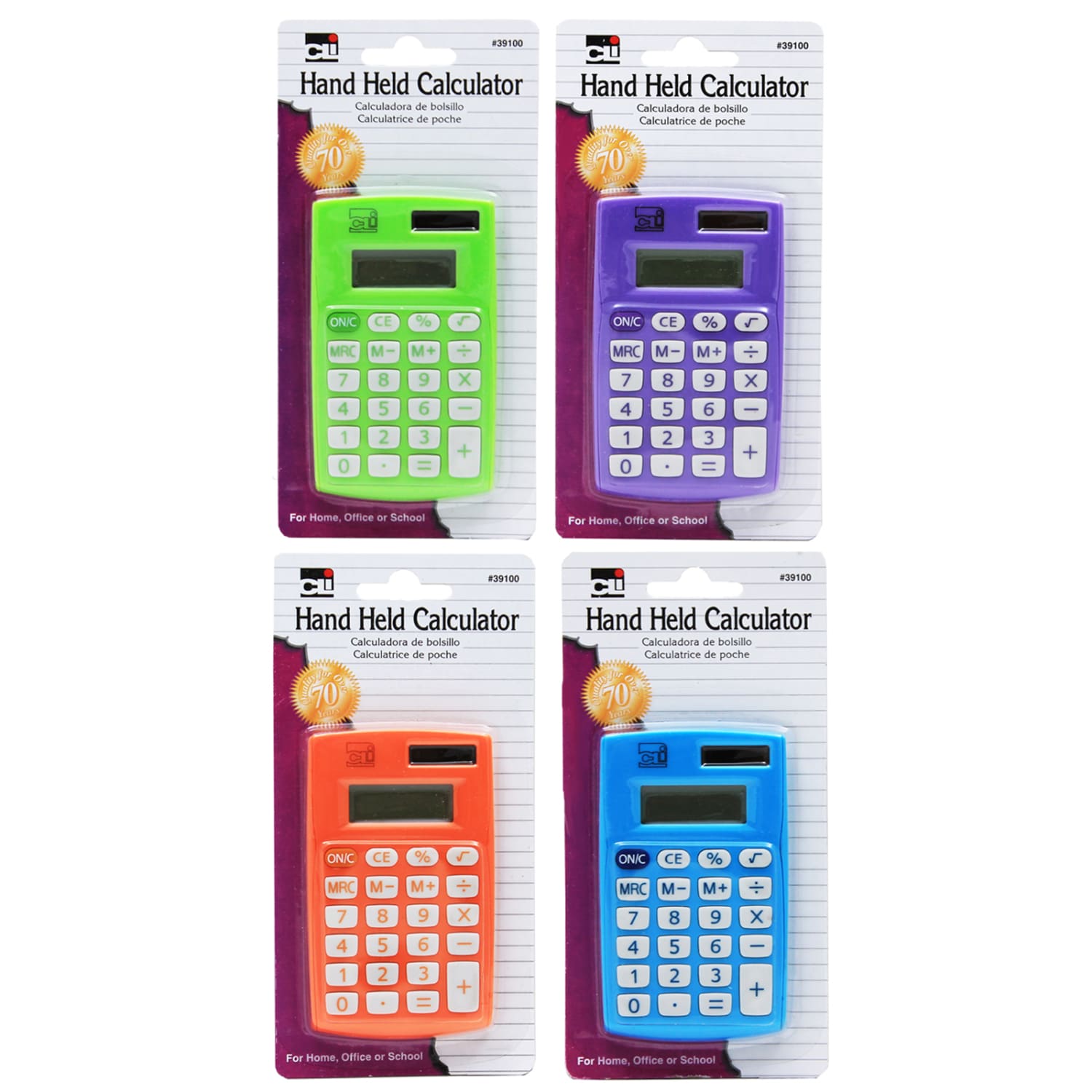 Charles Leonard Handheld 8-Digit Calculators, Assorted Colors, Pack Of 12 Calculators - Image 3