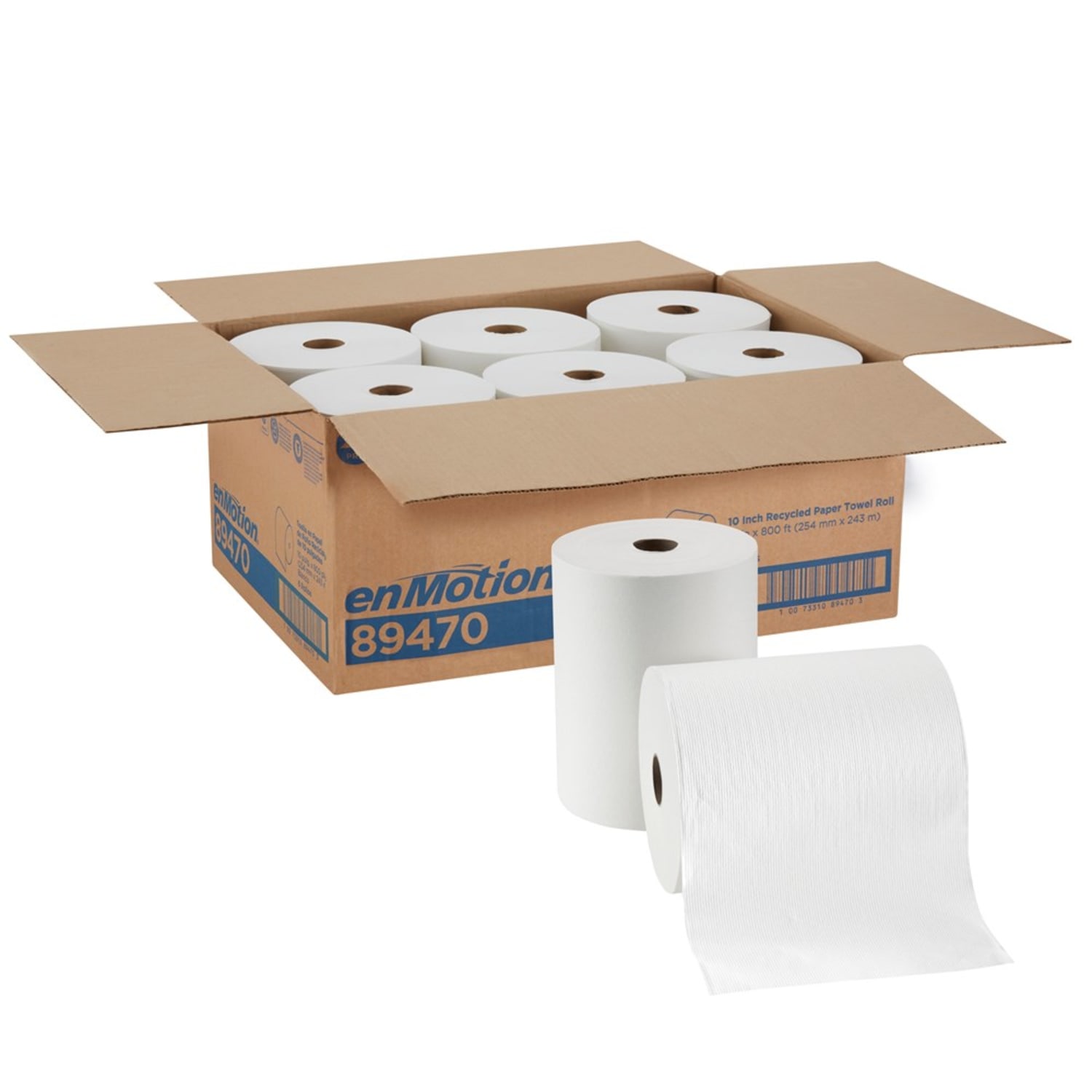 enMotion 10in Paper Towel Rolls, 1-Ply, 10in x 800ft, White, 100% Recycled Fiber, 800 ft per Roll, 6 Rolls per Case - Image 3